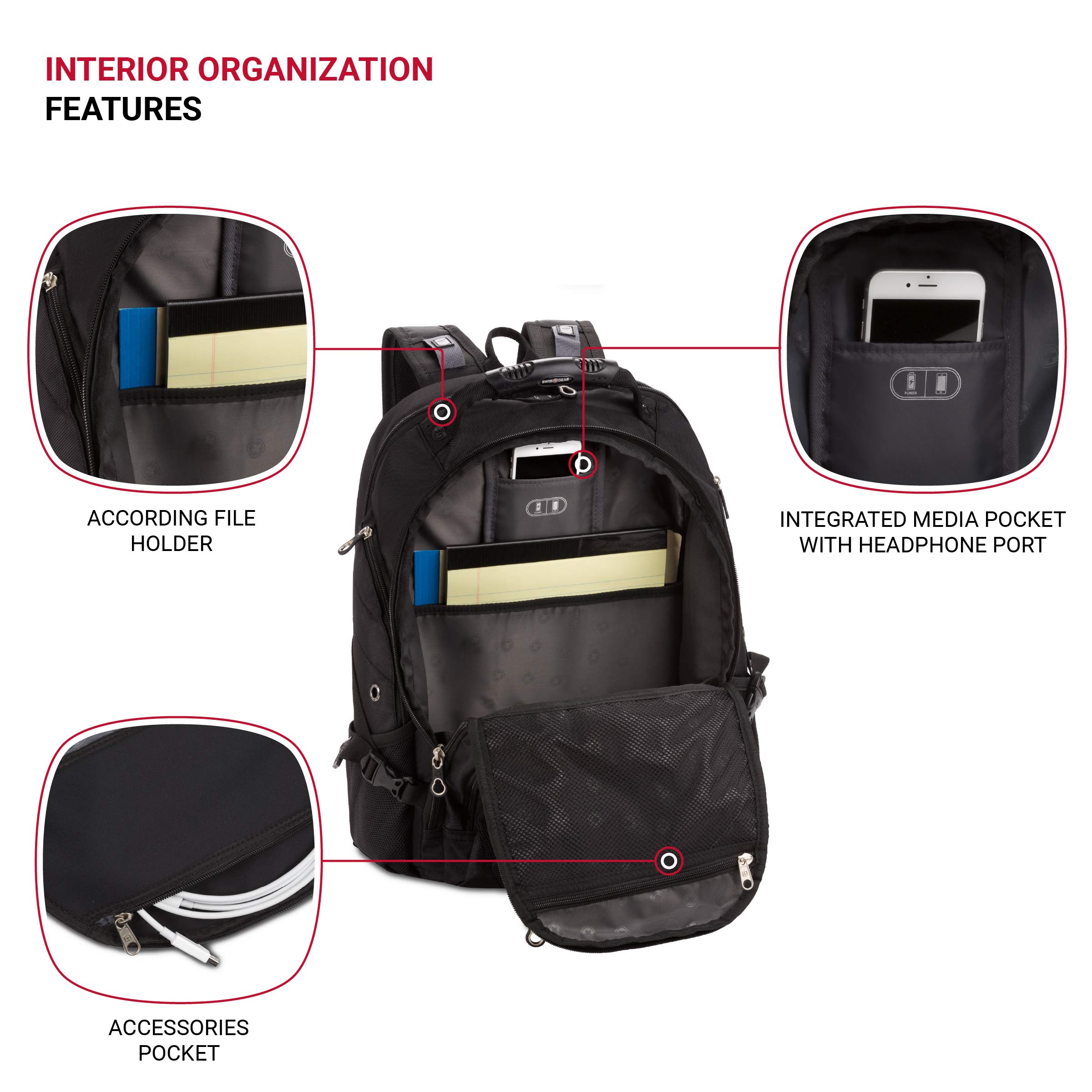 Swiss Gear SA1923 Black TSA Friendly ScanSmart Laptop Backpack - Fits Most 15 Inch Laptops and Tablets - Image 4