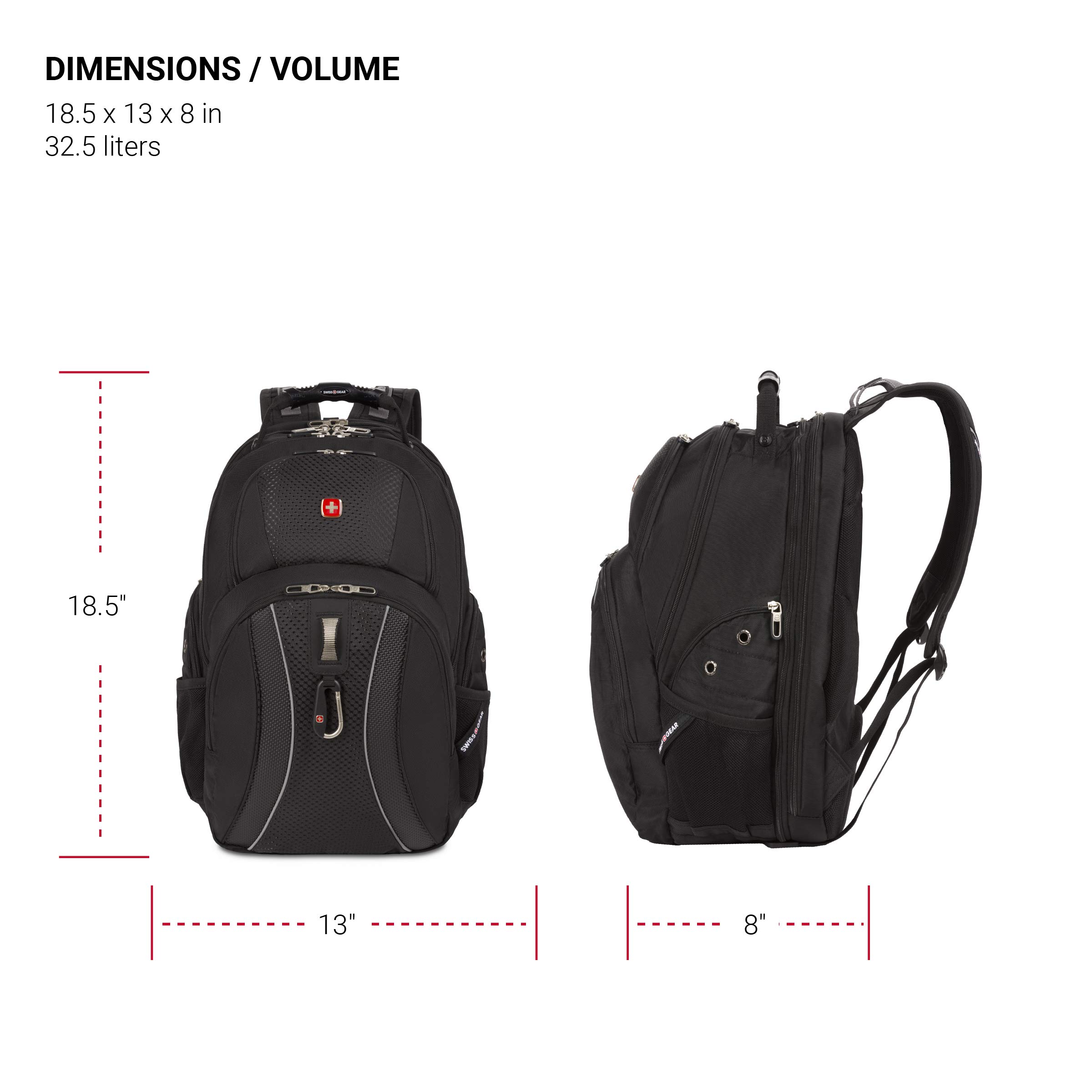 Swiss Gear SA1923 Black TSA Friendly ScanSmart Laptop Backpack - Fits Most 15 Inch Laptops and Tablets - Image 6