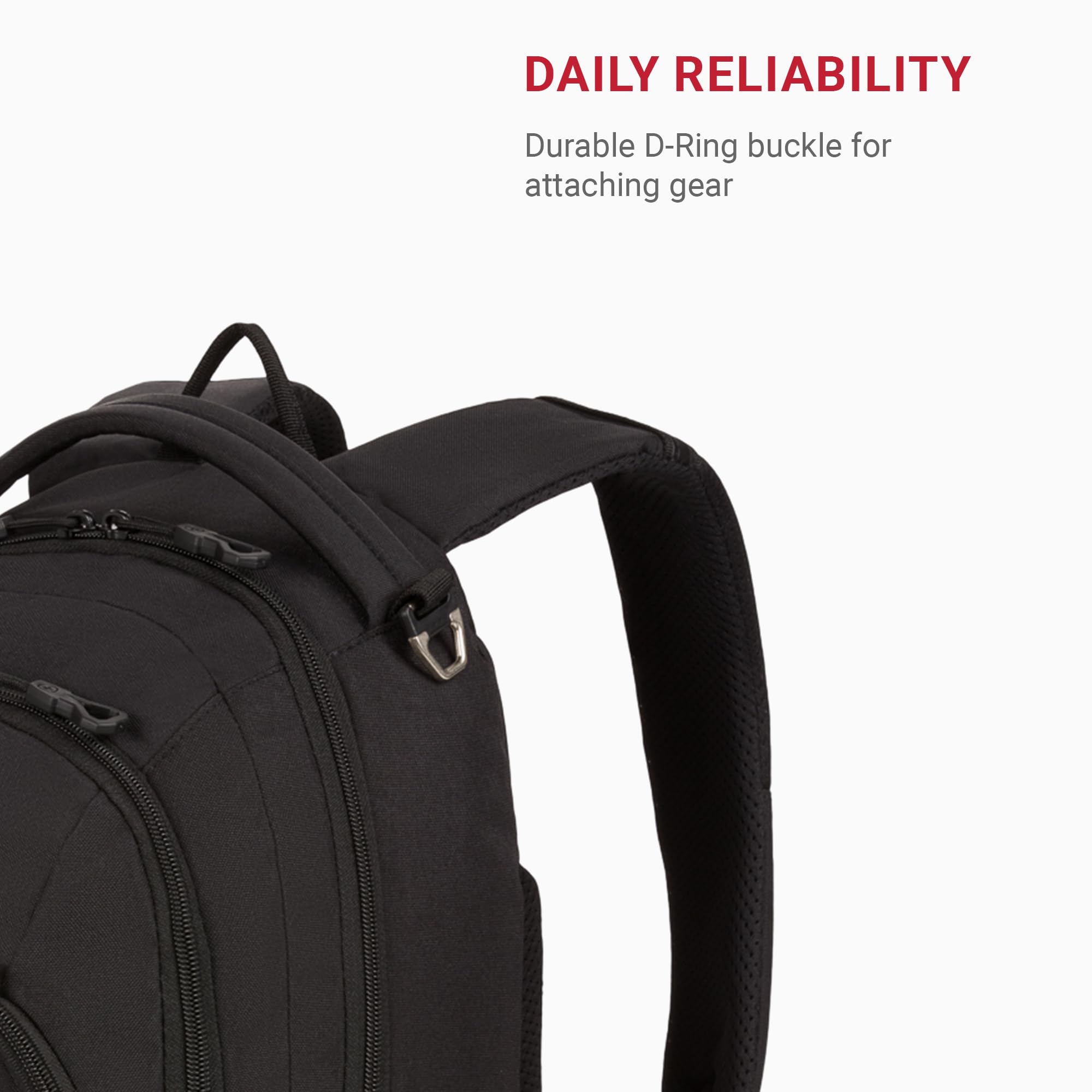 SwissGear 1186 Special Edition 13” Laptop Backpack Black – Compact Tech Bag with Reflective Accents – Multiple Organizer Pockets with Bungee Cords & D-ring Attachment Point - Image 4