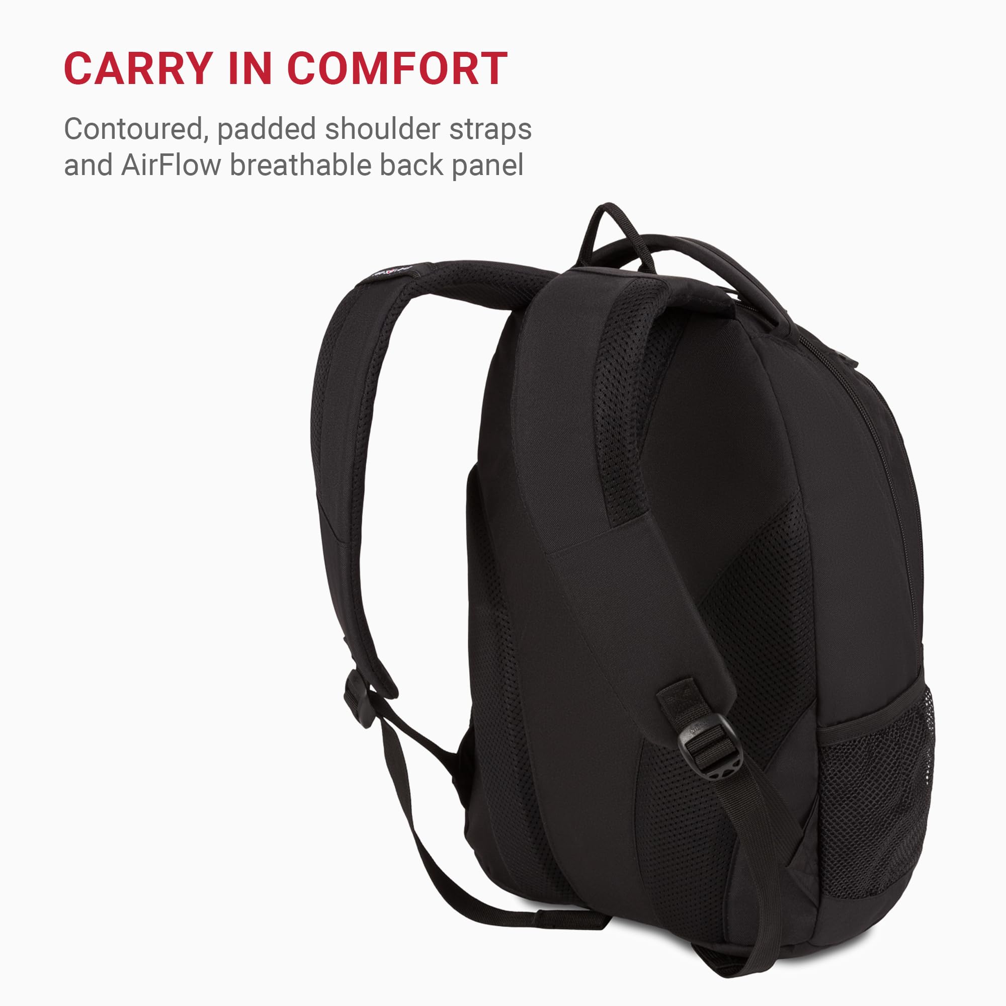 SwissGear 1186 Special Edition 13” Laptop Backpack Black – Compact Tech Bag with Reflective Accents – Multiple Organizer Pockets with Bungee Cords & D-ring Attachment Point - Image 5