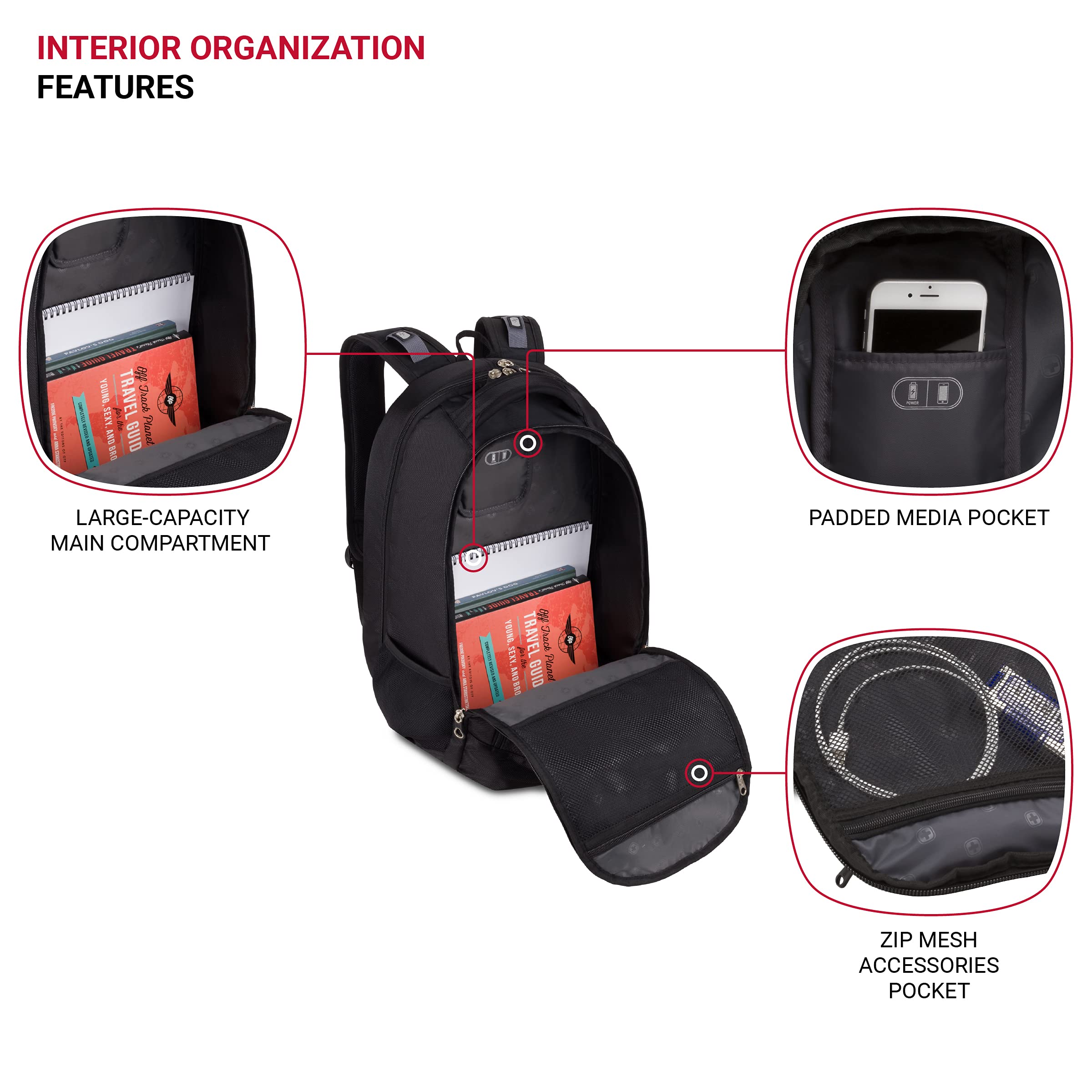 SwissGear 1271 ScanSmart Laptop Backpack, Fits Most 16 Inch Laptops and Tablets, TSA Friendly Backpack, Ideal for Work, Travel, School, College, and Commuting - Black - Image 5