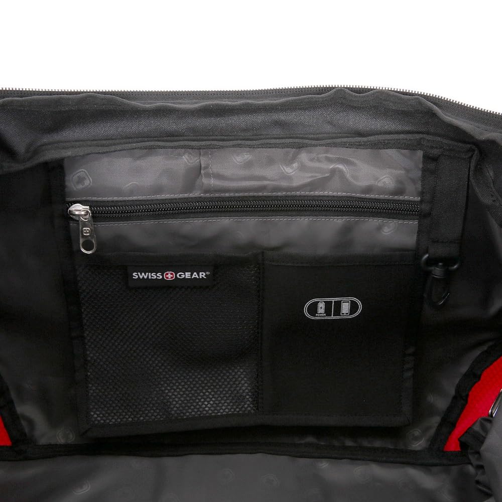 SwissGear 1900 22" Duffel Bag, Gym Bag, Travel Duffle Bags, Men's and Women's - Black/Red - Image 4