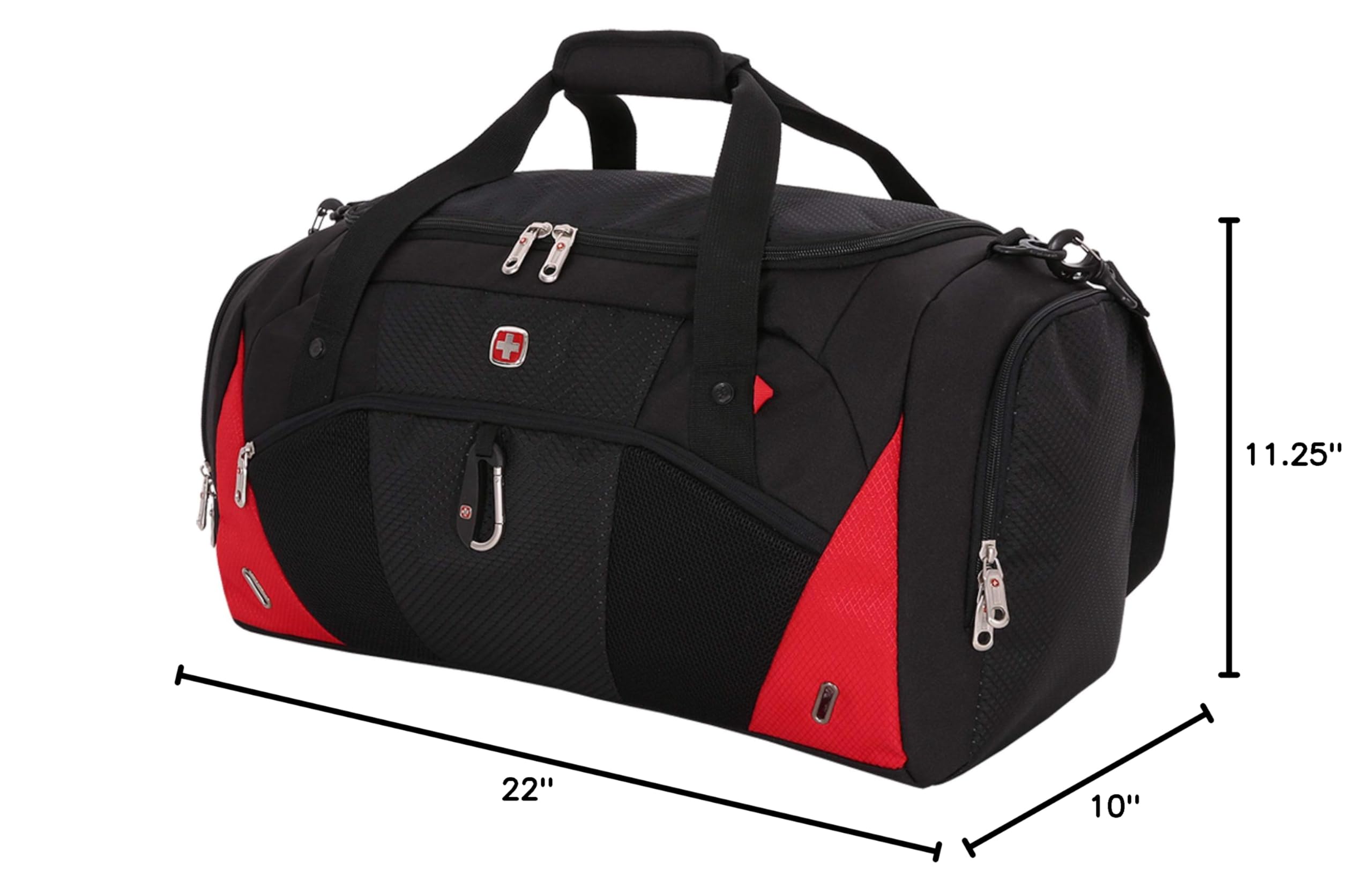 SwissGear 1900 22" Duffel Bag, Gym Bag, Travel Duffle Bags, Men's and Women's - Black/Red - Image 8