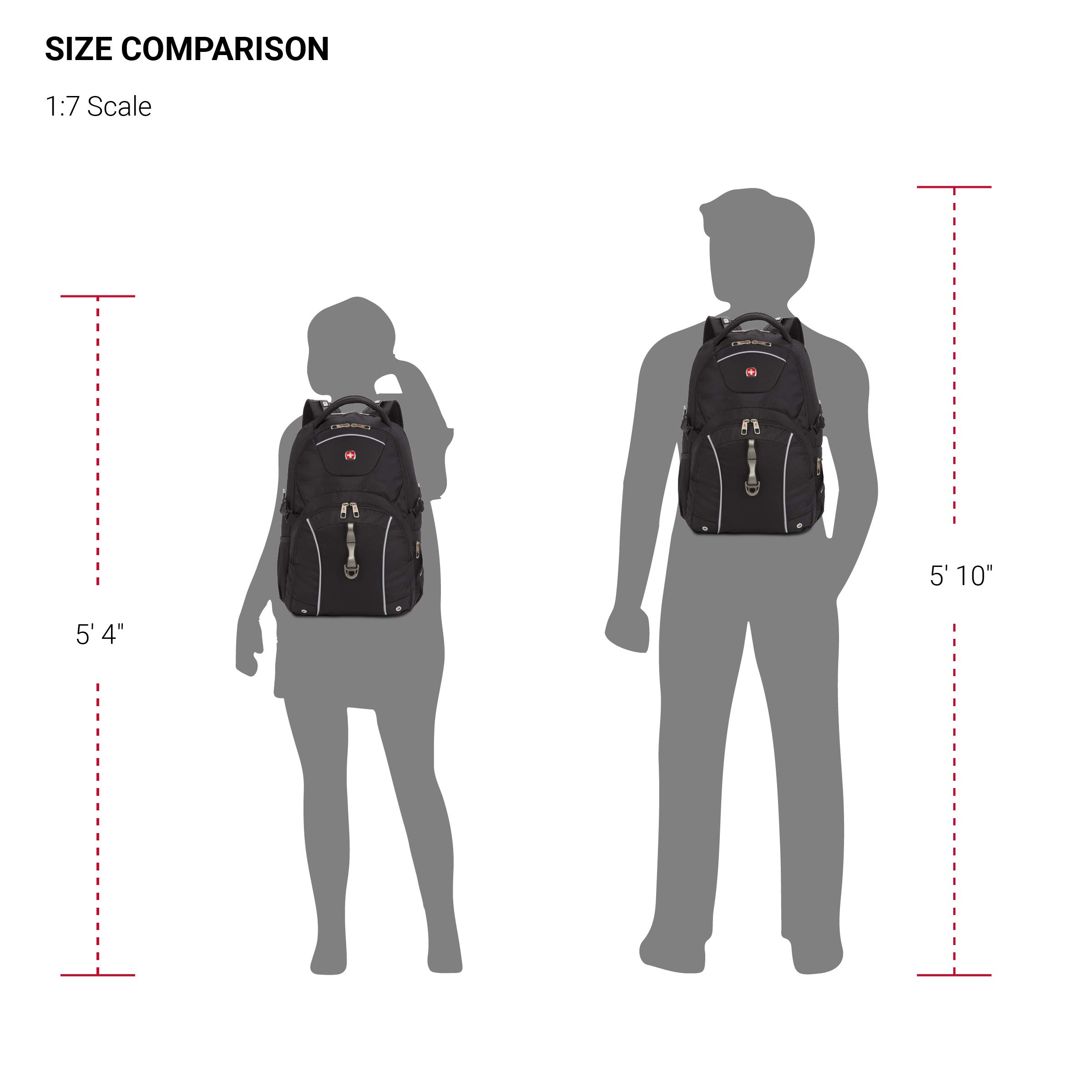 SwissGear 3258 Laptop Backpack, Fits Most 17 Inch Laptops, Secure Computer Sleeve for Travel, Work, School, Men's and Women's - Black - Image 6