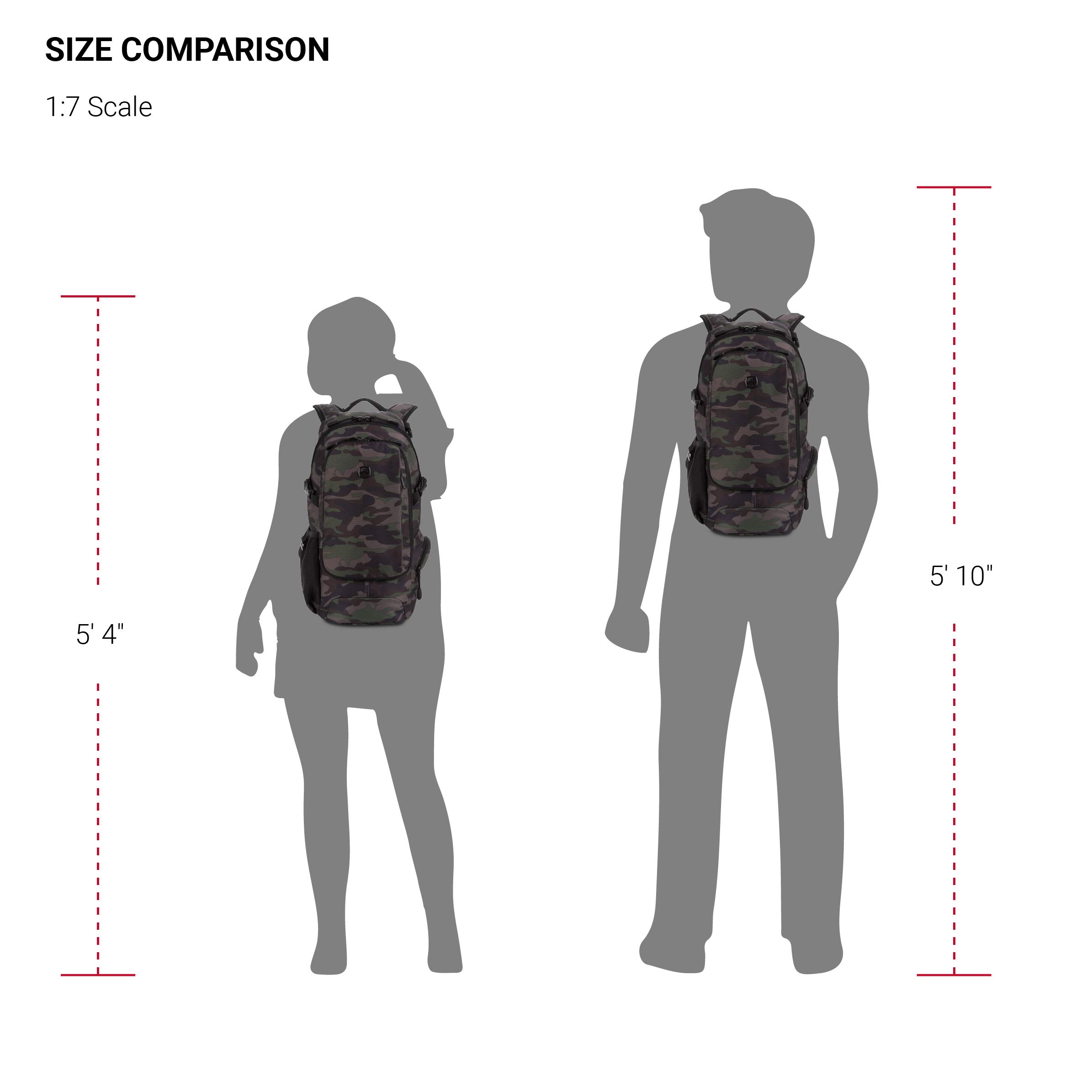 SwissGear 3598 Backpack, Narrow Daypack, Ideal for Commuting and School, Camo/Green - Image 6