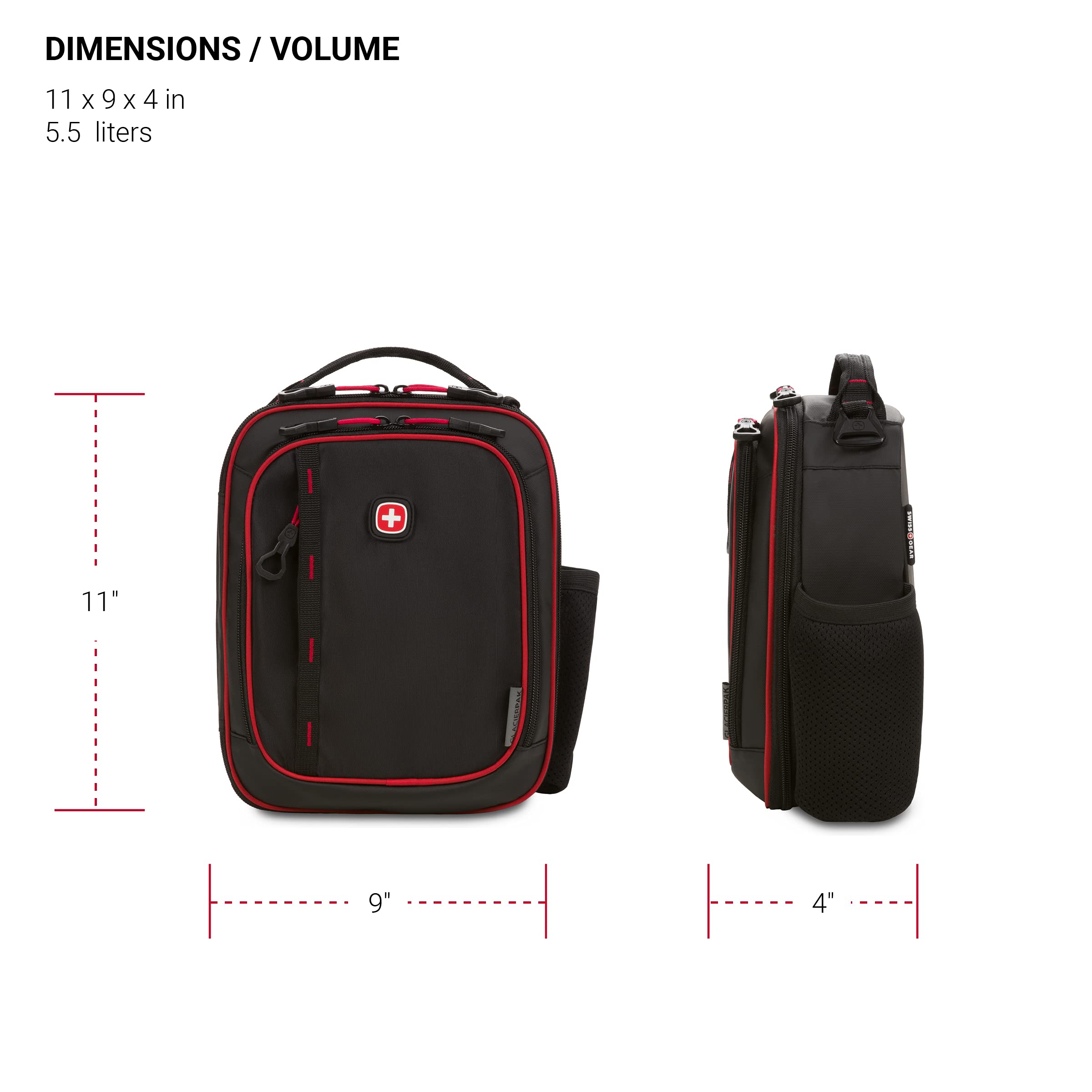 SwissGear 3999 Insulated Lunch Bag, Black/Red - Image 4