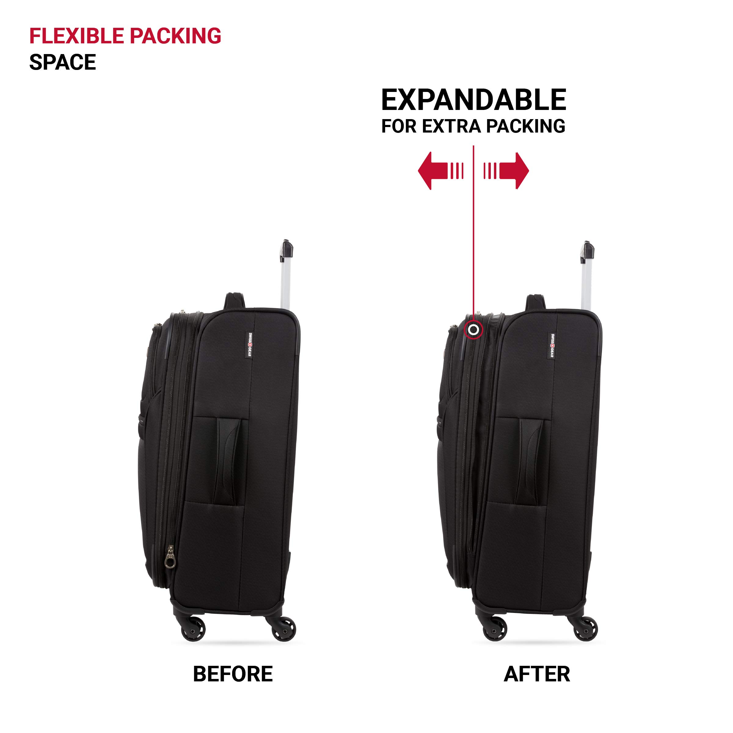 SwissGear 4010 Softside Luggage with Spinner Wheels, Black, Checked-Medium 23-Inch - Image 5