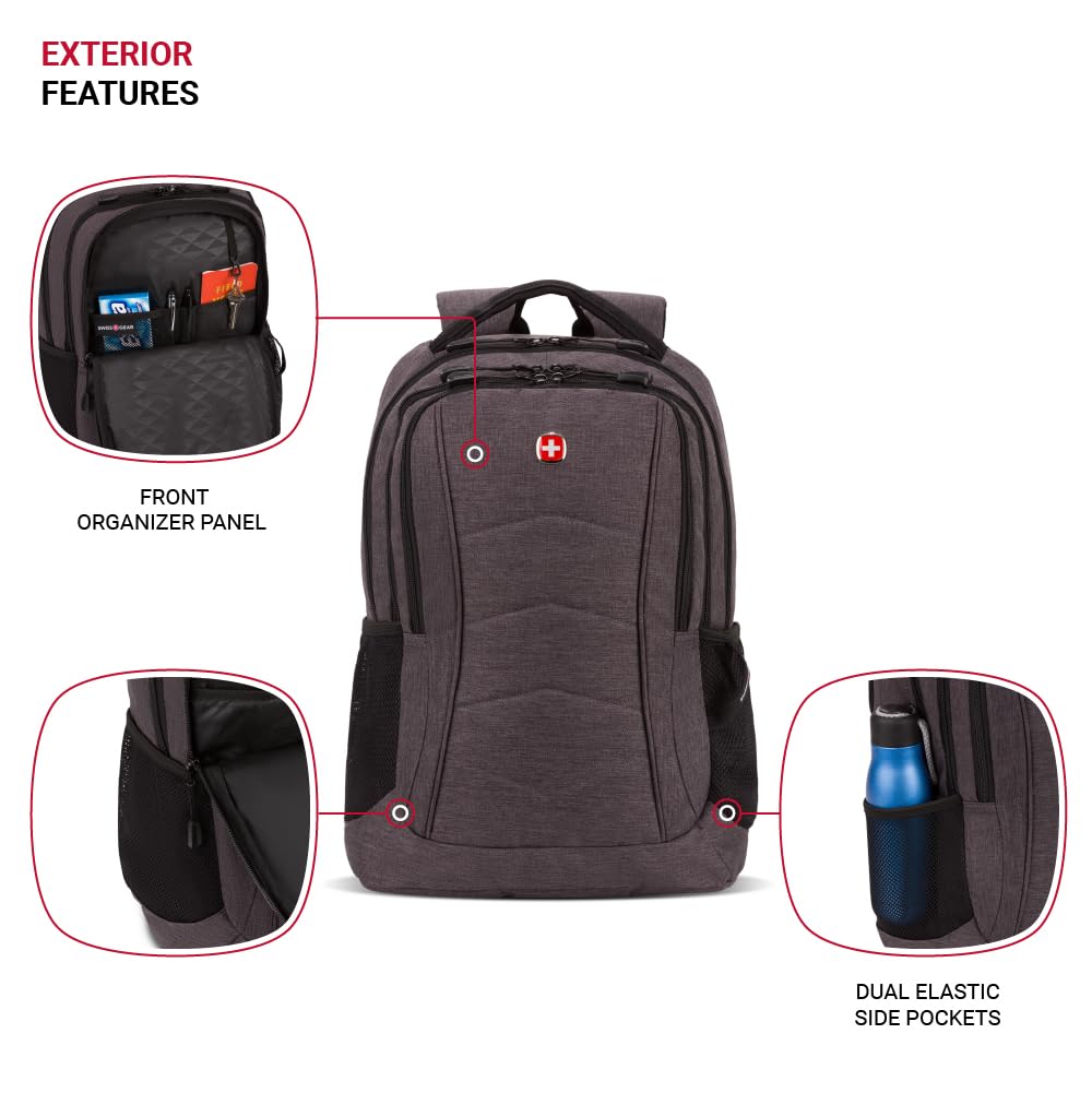 SwissGear 5668 Laptop Backpack, Dark Gray Heather, 18.25 In - Image 3