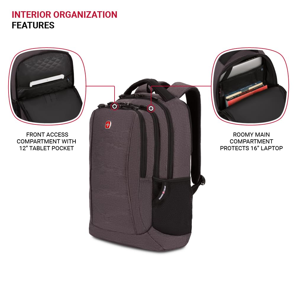SwissGear 5668 Laptop Backpack, Dark Gray Heather, 18.25 In - Image 4
