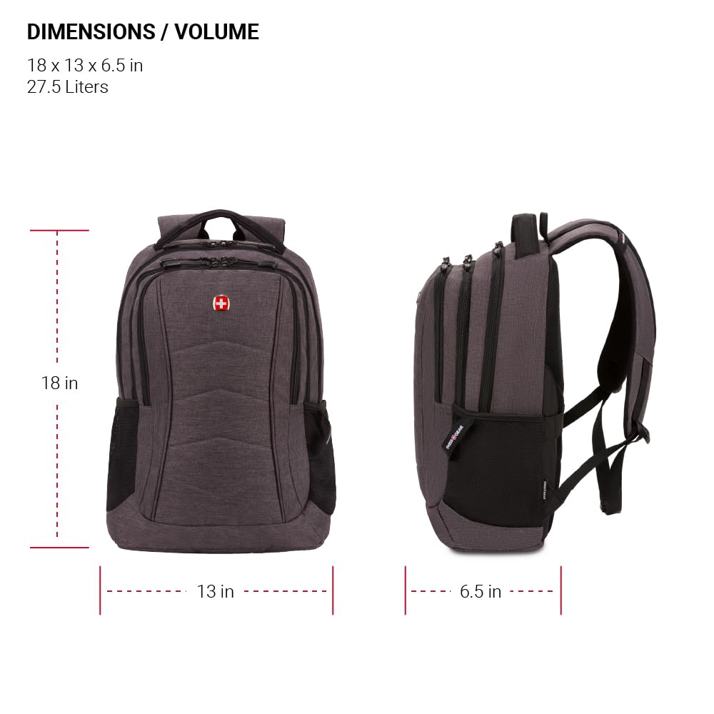 SwissGear 5668 Laptop Backpack, Dark Gray Heather, 18.25 In - Image 5