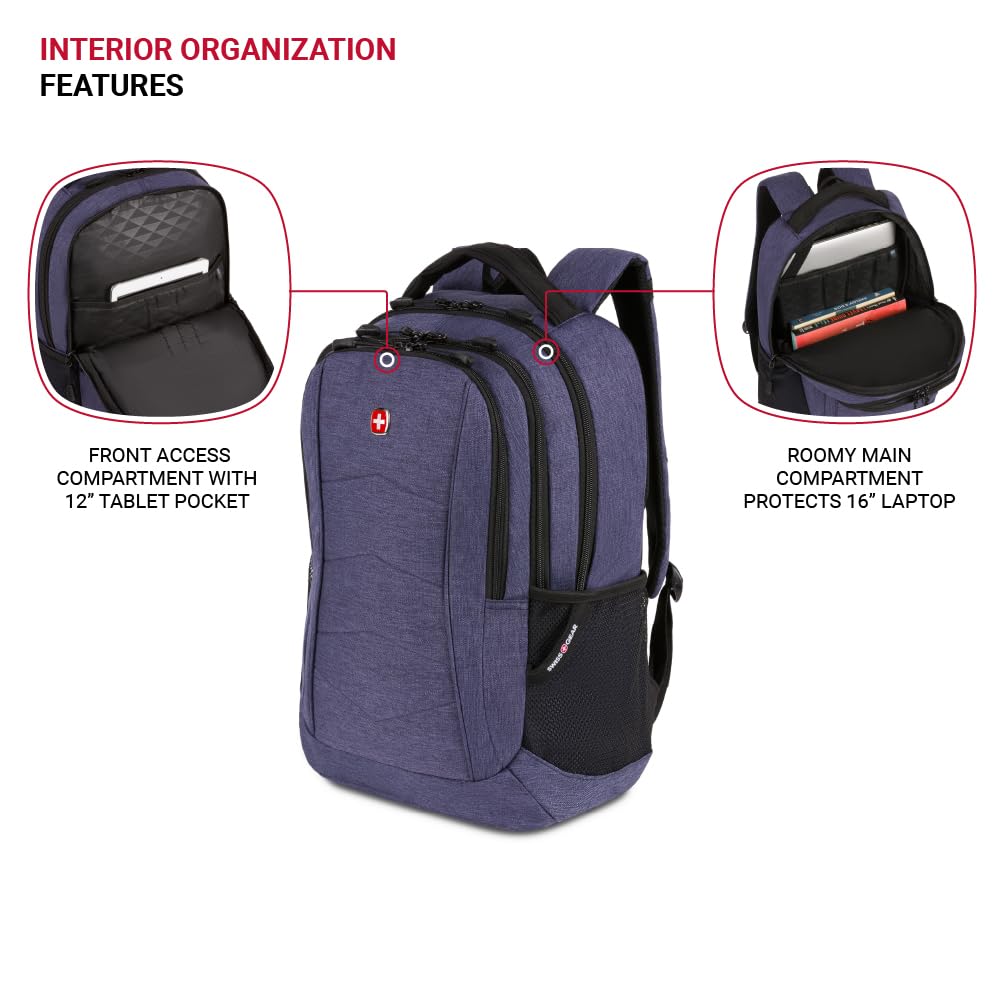 SwissGear 5668 Laptop Backpack, Navy Heather, 18.25 In - Image 4