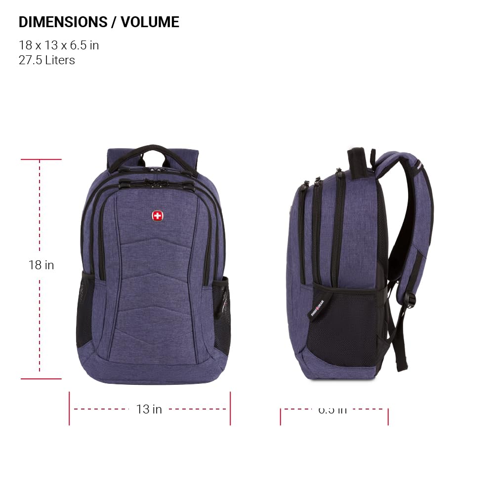 SwissGear 5668 Laptop Backpack, Navy Heather, 18.25 In - Image 5