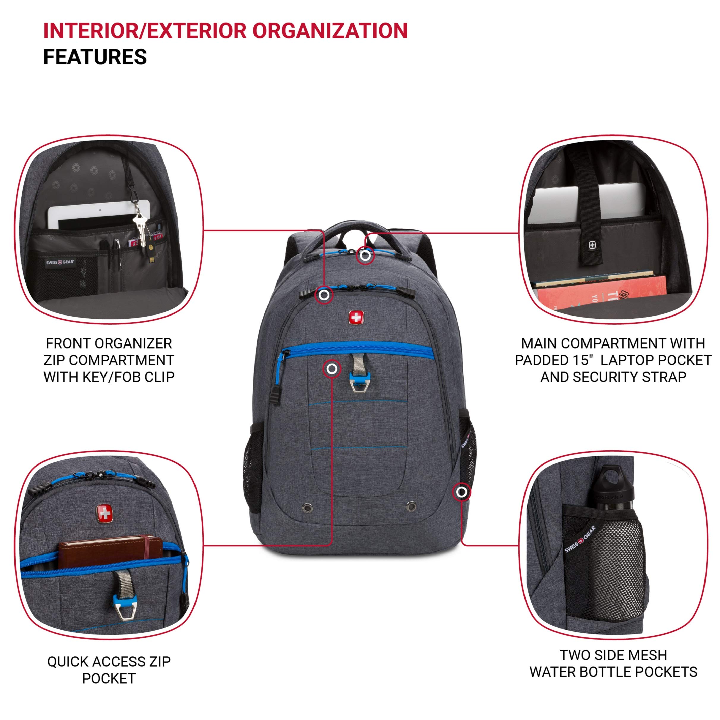 SwissGear 5918 Laptop Backpack, Grey, 17.75-Inch - Image 3