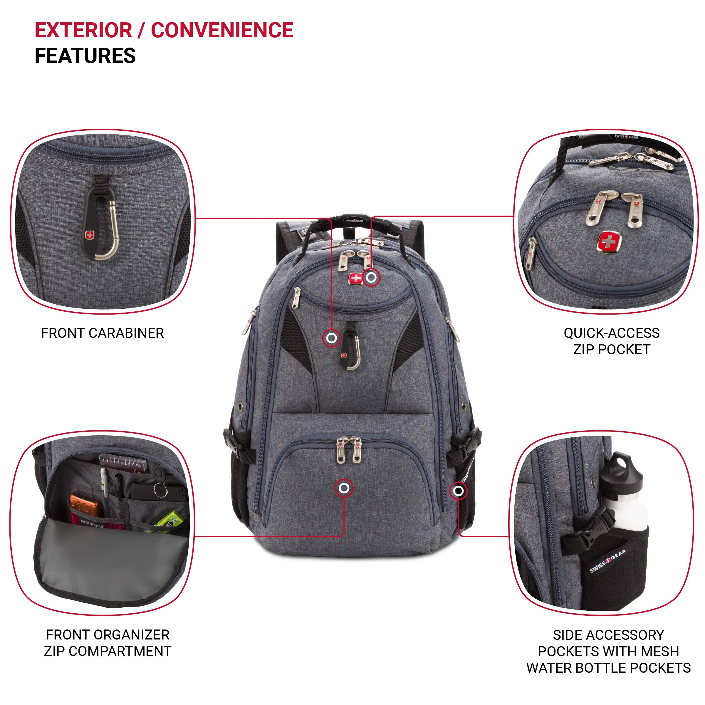 SwissGear 5977 ScanSmart TSA Friendly Laptop Backpack, Fits Most 17 Inch Laptops and Tablets, Ideal for Work, Travel, School, College, and Commuting, Grey - Image 3