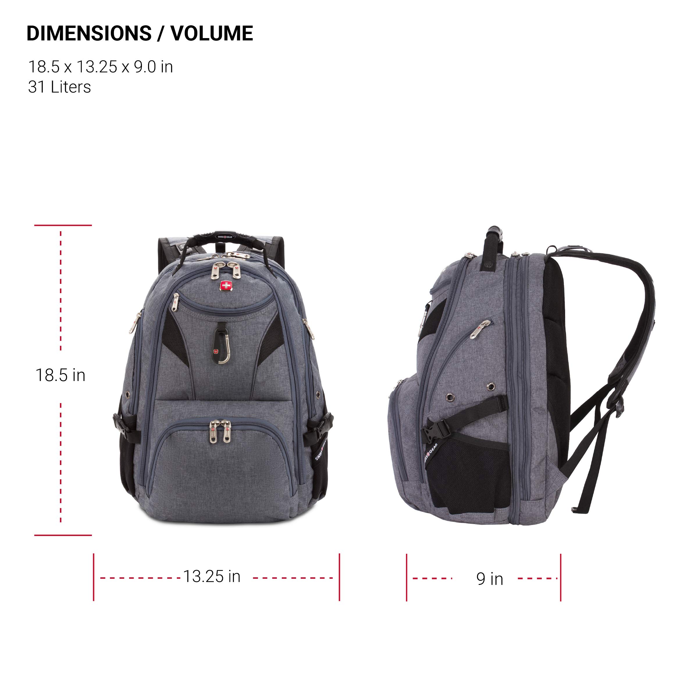 SwissGear 5977 ScanSmart TSA Friendly Laptop Backpack, Fits Most 17 Inch Laptops and Tablets, Ideal for Work, Travel, School, College, and Commuting, Grey - Image 6