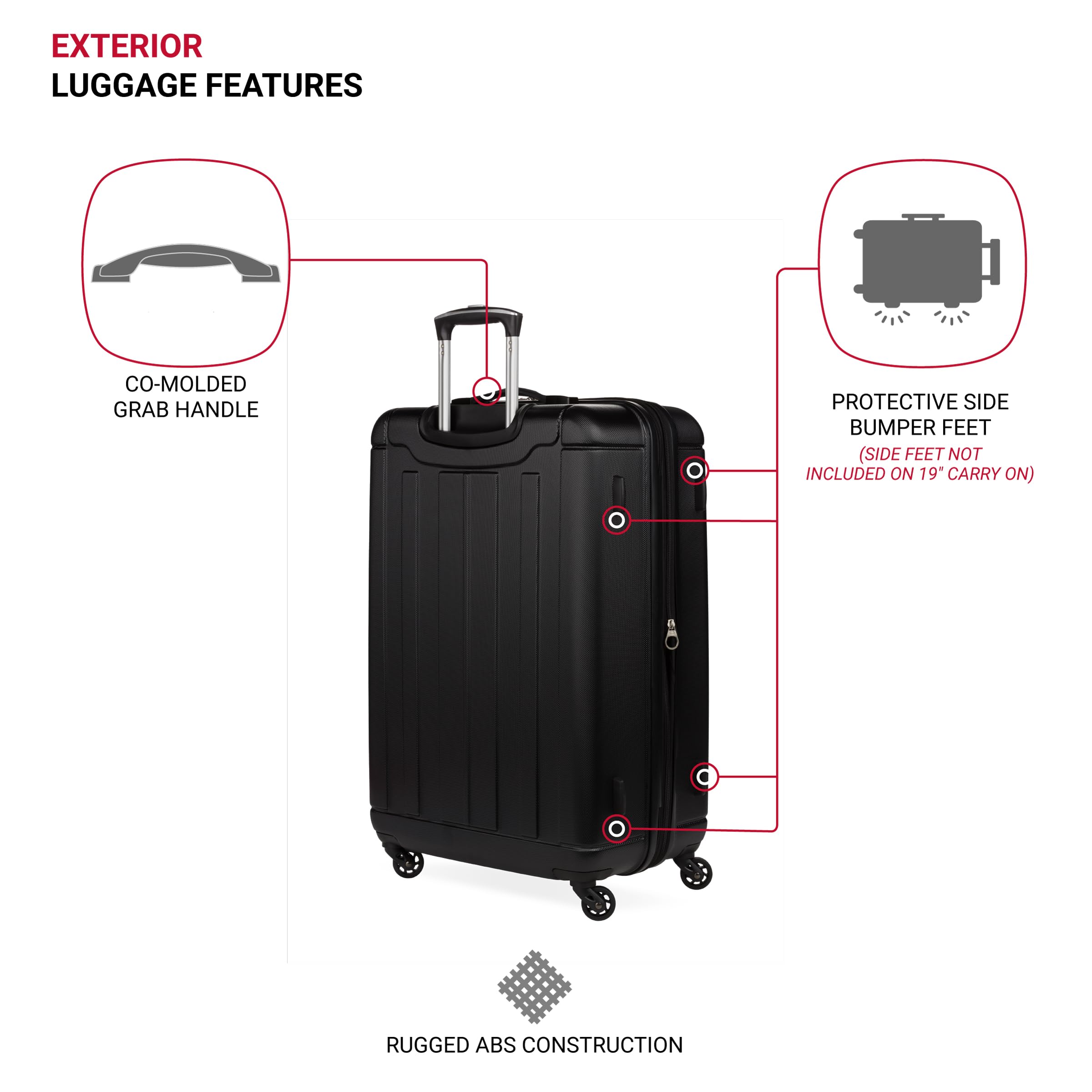 SwissGear 6297 Hardside Expandable Luggage with Spinner Wheels, Black, Checked-Medium 23-Inch - Image 4