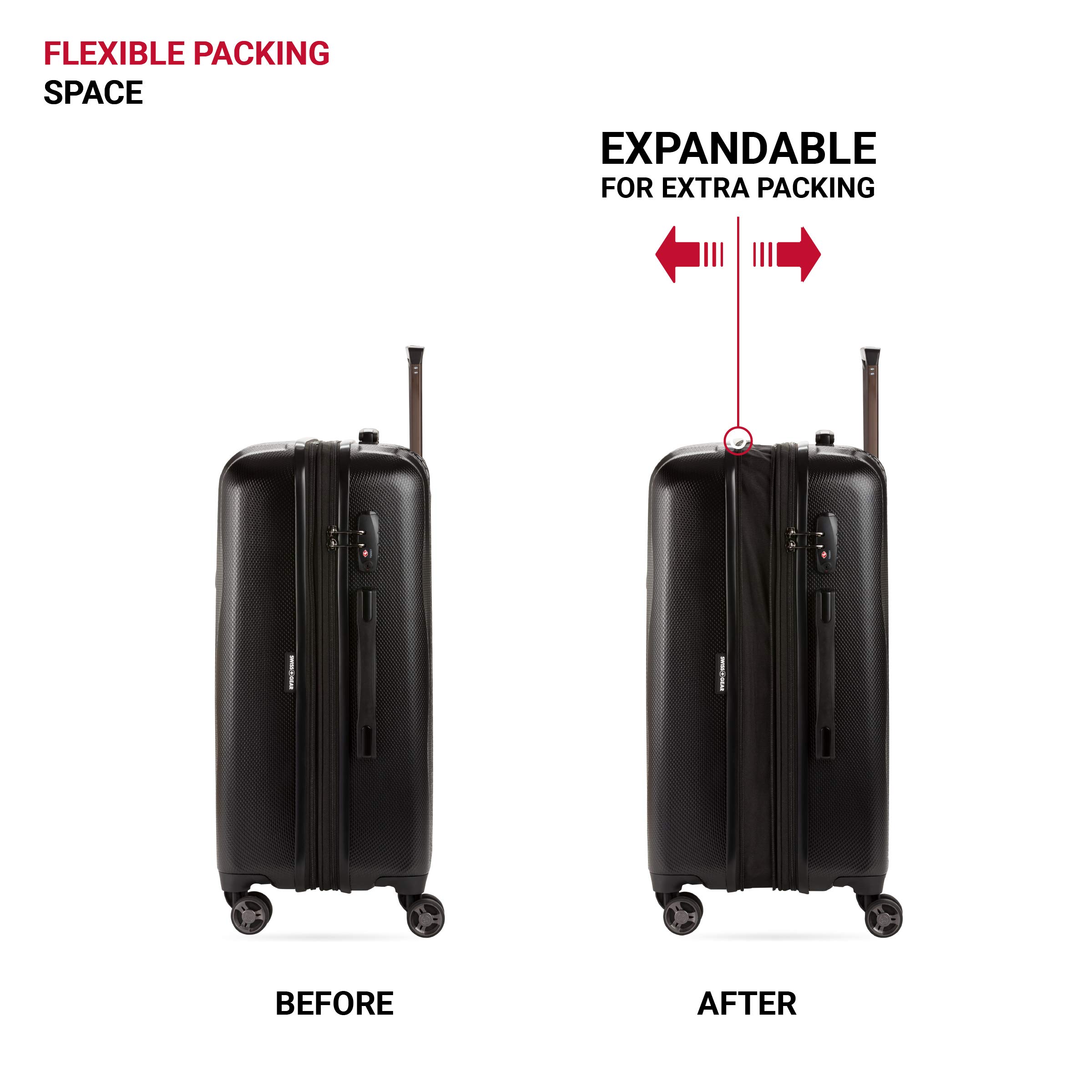 SwissGear 7272 Energie Expandable Hardside Luggage With Spinner Wheels and TSA Lock, Black, Checked-Medium 24-Inch - Image 5