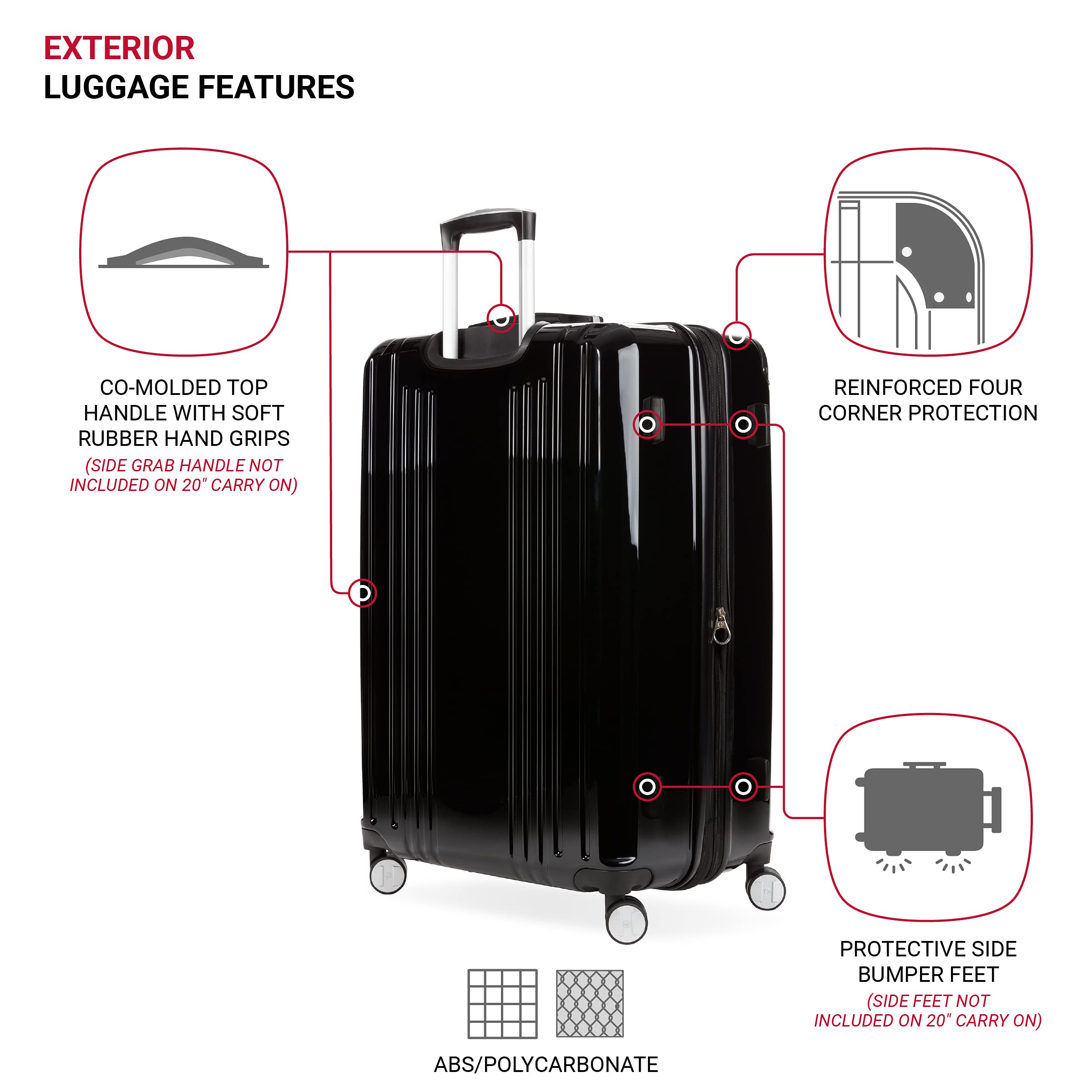 SwissGear 7786 Hardside Expandable Luggage with Spinner Wheels, Black, Checked-Large 27-Inch - Image 3