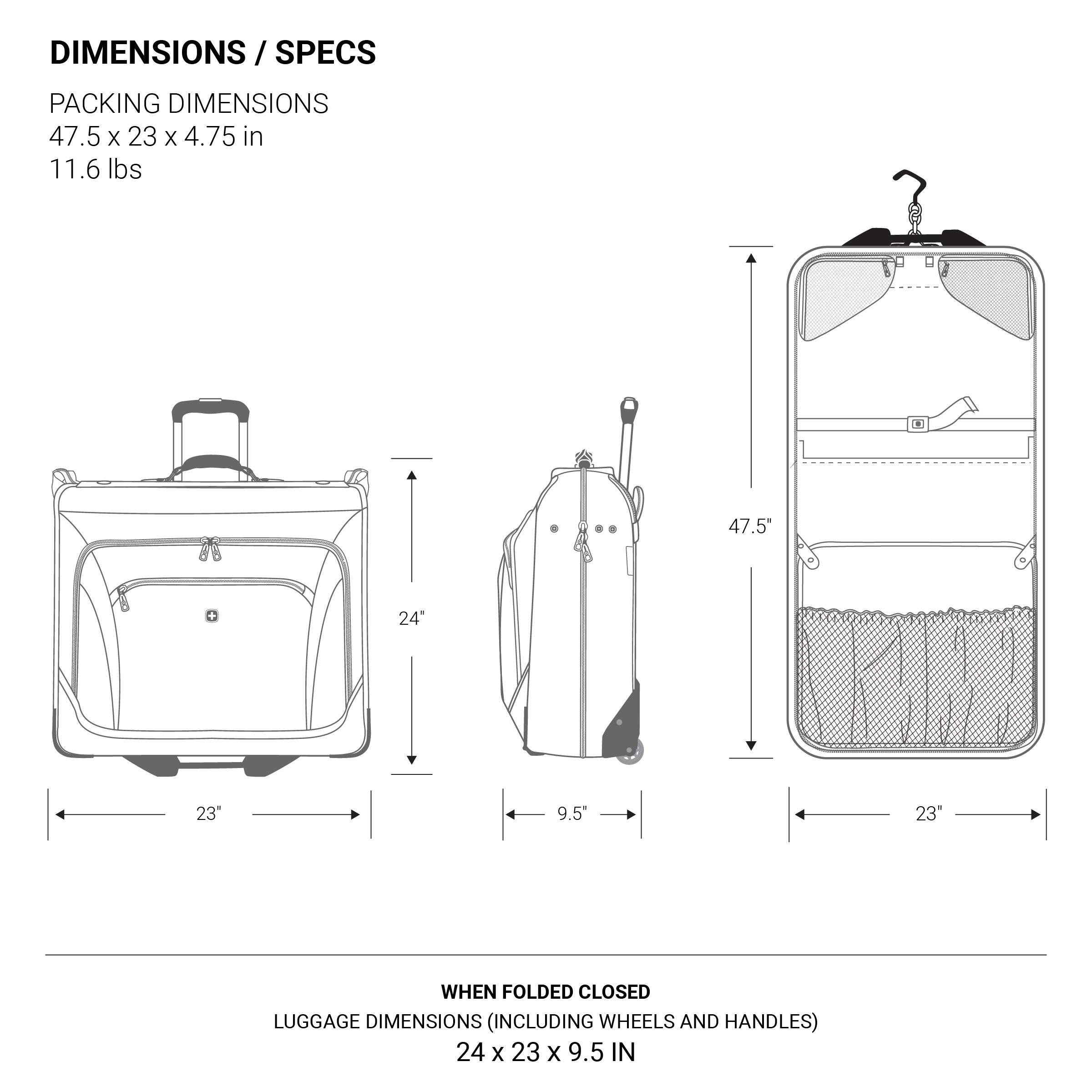 SwissGear 7895 Premium Rolling Garment Bag, Bonus Hanging Feature, Men's and Women's, 24-Inch Luggage - Black - Image 6