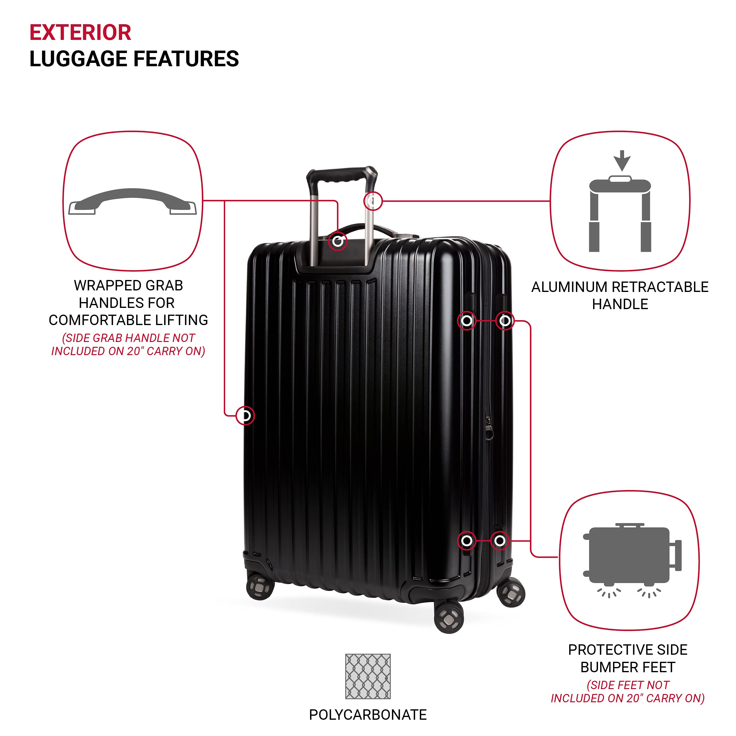 SwissGear 7910 Hardside Expandable Luggage with Spinner Wheels, TSA Lock and USB, Black, Checked-Large 27-Inch - Image 3