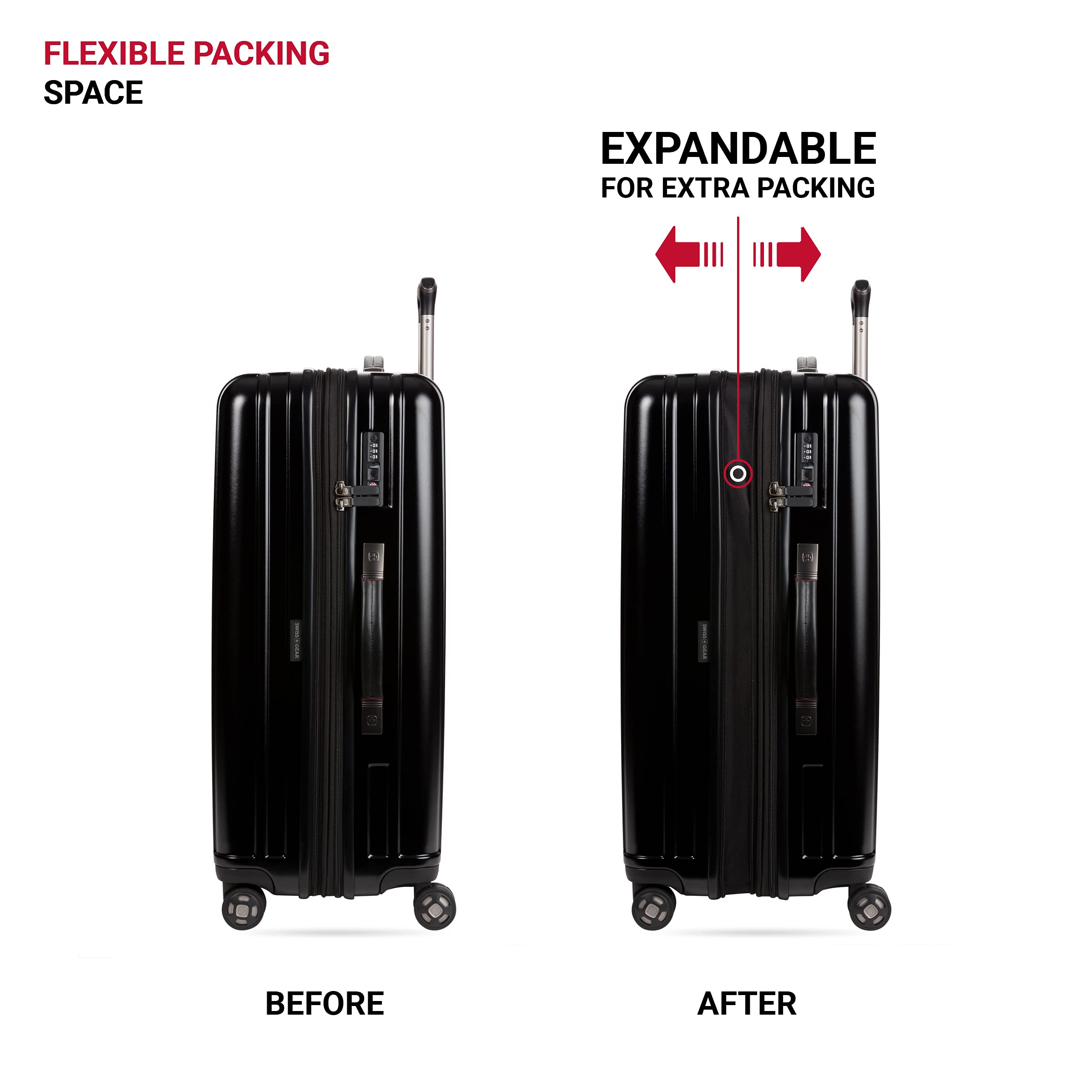 SwissGear 7910 Hardside Expandable Luggage with Spinner Wheels, TSA Lock and USB, Black, Checked-Large 27-Inch - Image 5