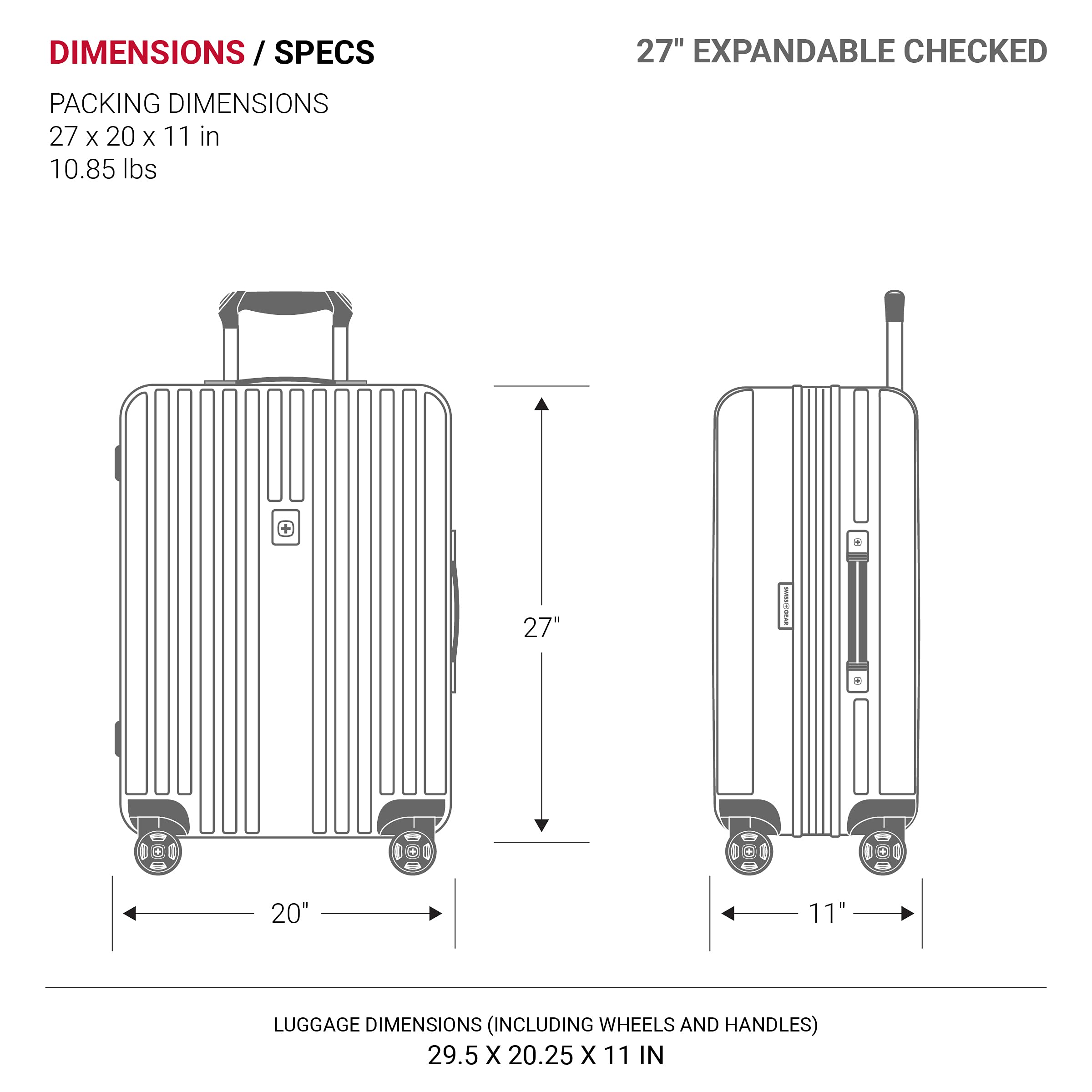 SwissGear 7910 Hardside Expandable Luggage with Spinner Wheels, TSA Lock and USB, Black, Checked-Large 27-Inch - Image 6