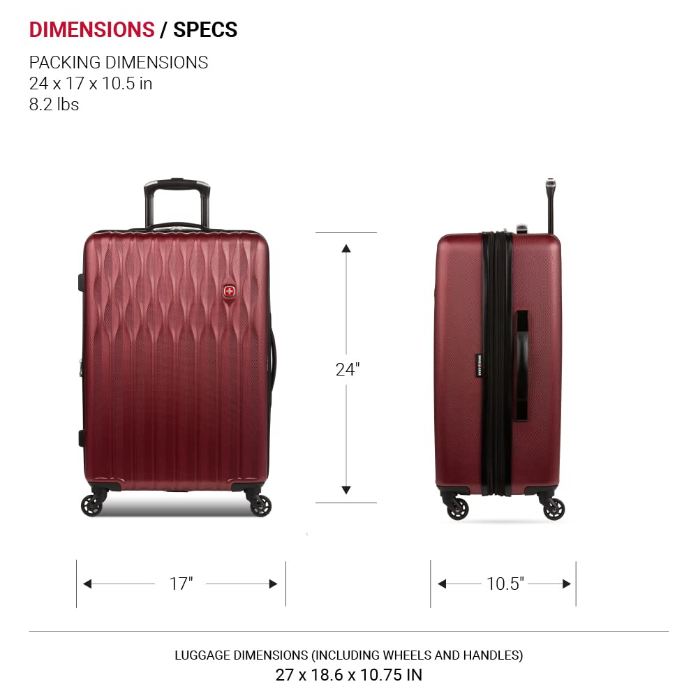 SwissGear 8018 Expandable Luggage, Hard Shell Medium Luggage with Spinner Wheels - Image 5