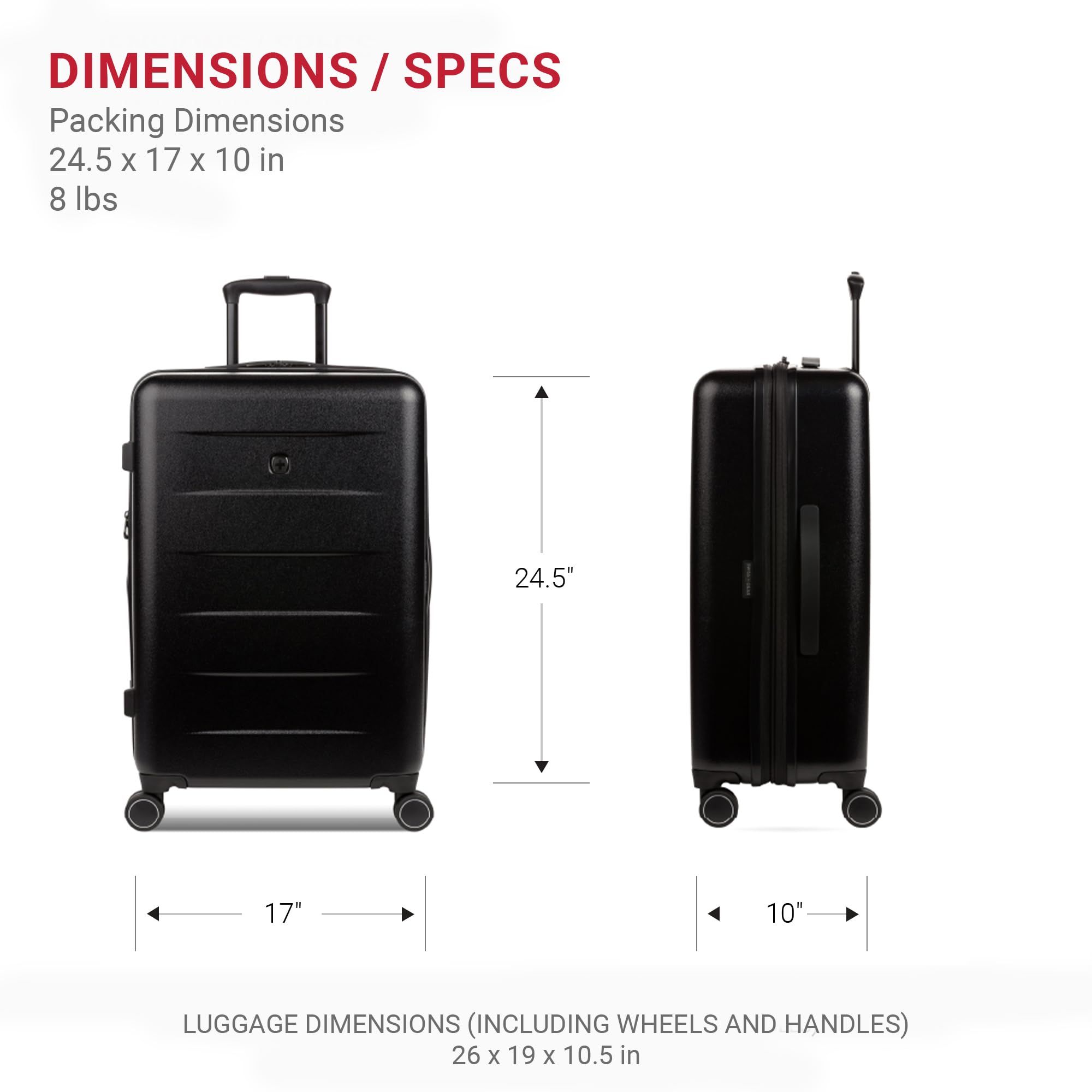 SwissGear 8020 Eclipse Collection Hardside Expandable Luggage – Black - Image 7