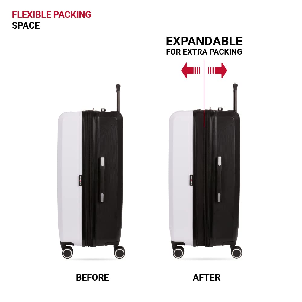 SwissGear 8028 Hardside Expandable Spinner Luggage, Black/White, Checked-Medium 24-Inch - Image 5