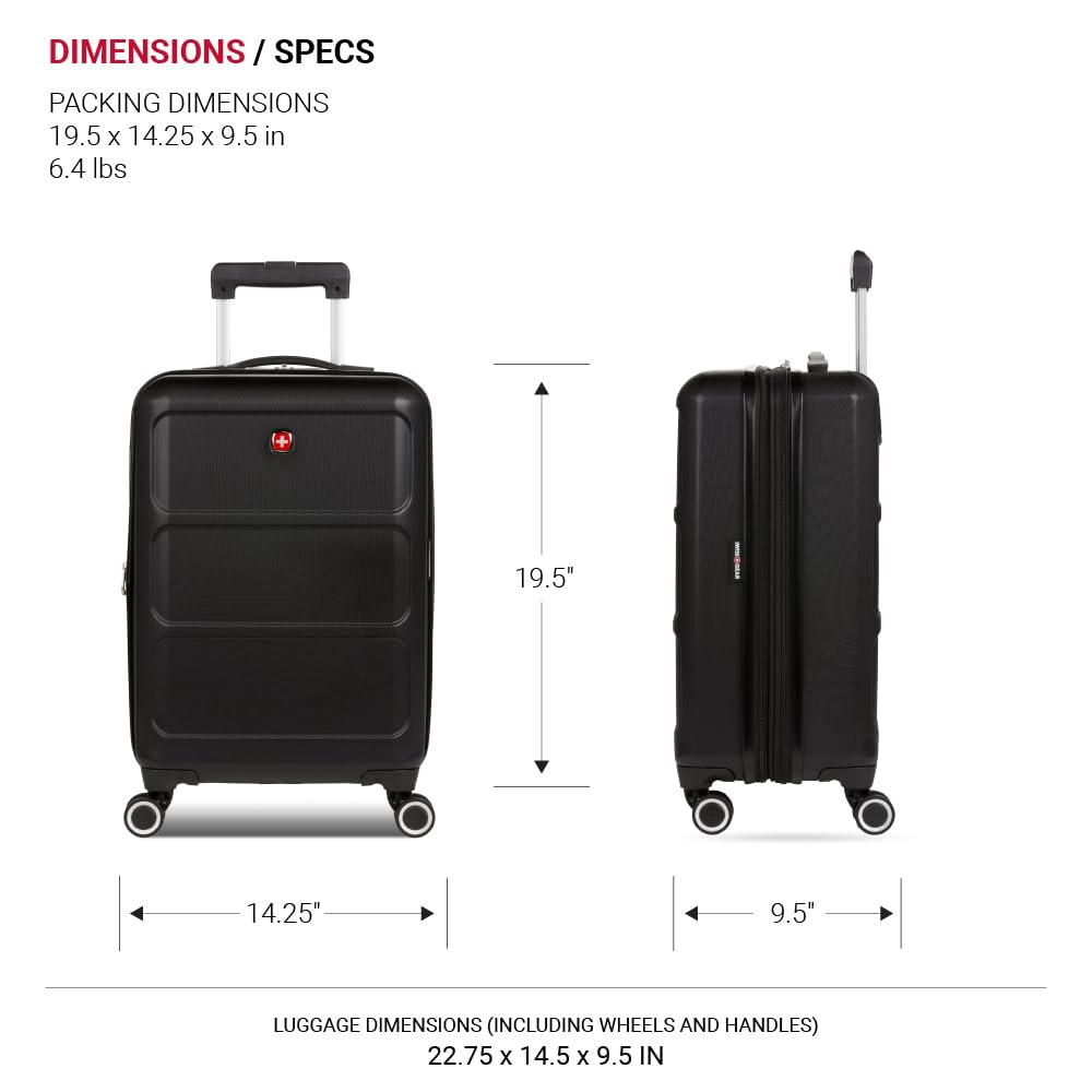 SwissGear 8090 Hardside Expandable Luggage with Spinner Wheels, Black, Checked-Large 28-Inch - Image 5