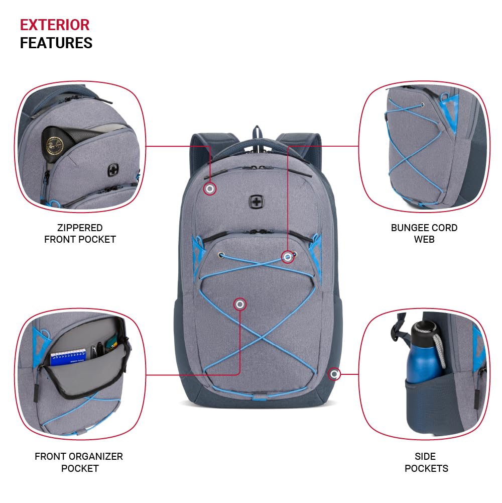 SwissGear 8175 Laptop Backpack, Navy/Grey Heather, 18 Inches - Image 3