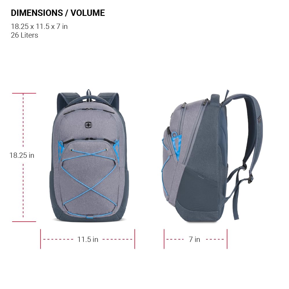 SwissGear 8175 Laptop Backpack, Navy/Grey Heather, 18 Inches - Image 5