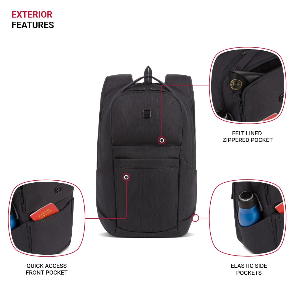 SwissGear 8183 Laptop Backpack, Charcoal Heather, 18 In - Image 3