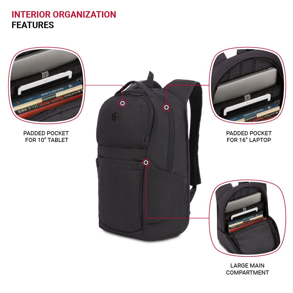 SwissGear 8183 Laptop Backpack, Charcoal Heather, 18 In - Image 4