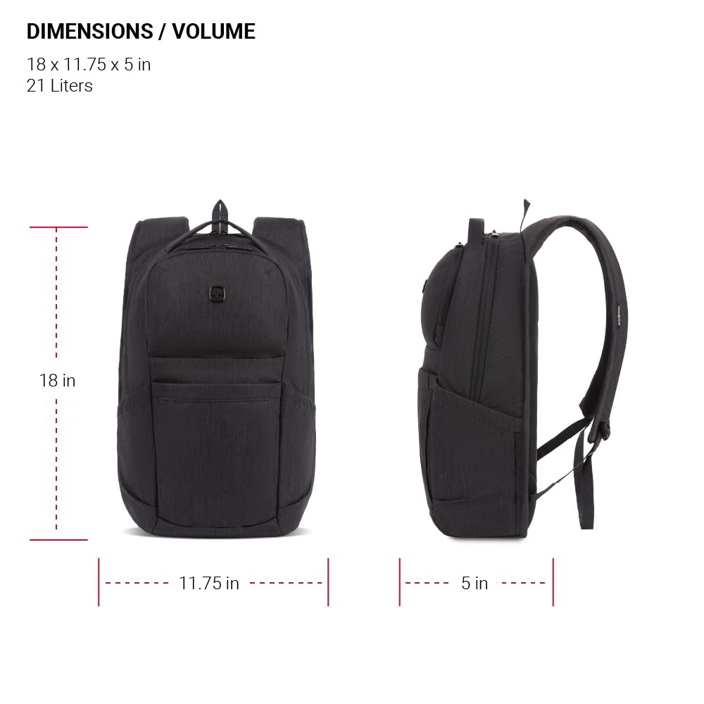 SwissGear 8183 Laptop Backpack, Charcoal Heather, 18 In - Image 5