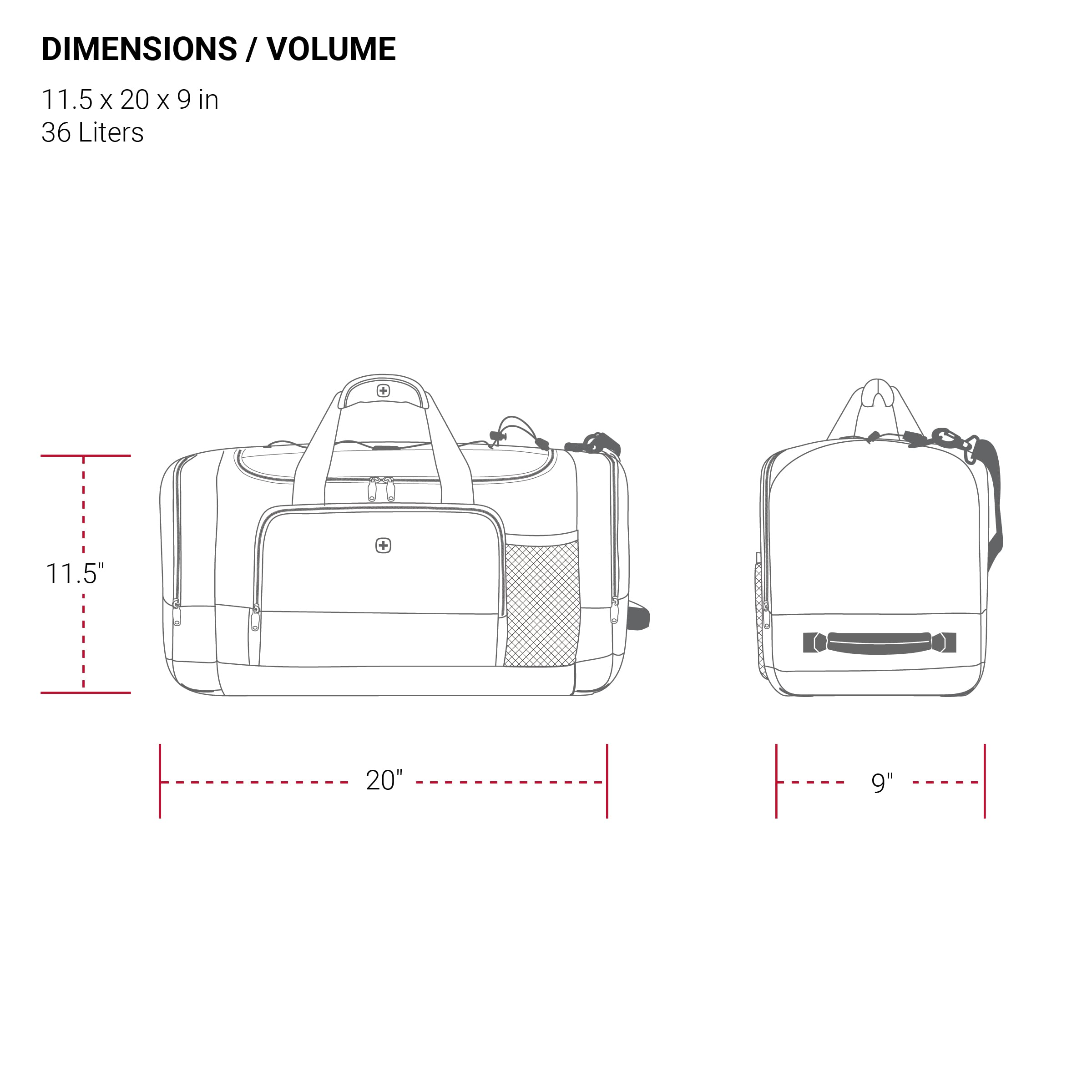 SwissGear Apex Duffle Bag for Travel and Gym with Bungee-Cord System - Image 4