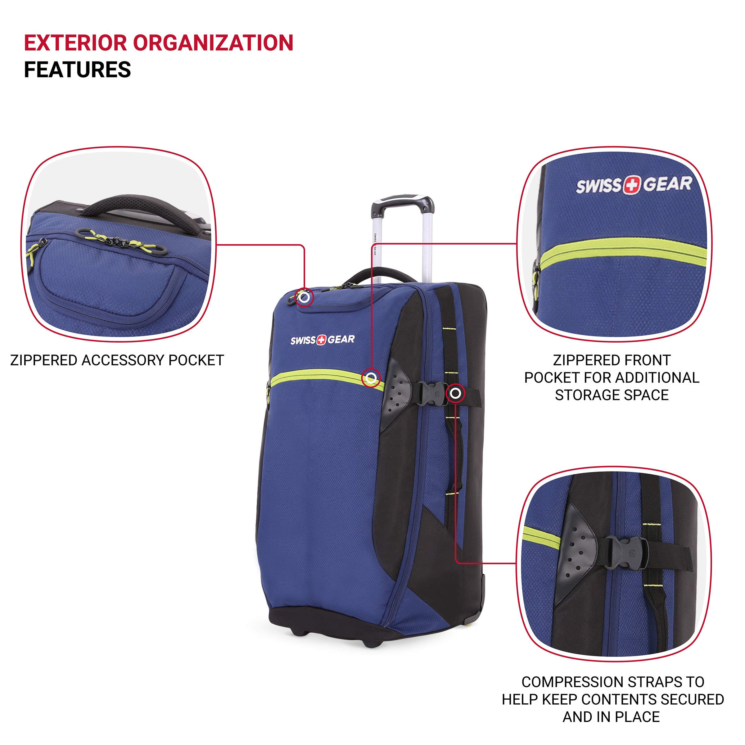 SwissGear Apex Exec Wheeled Rolling Duffel, 8-Day Capacity, Soft-Shell Luggage, Men's and Women's - Blue/Green - Image 3