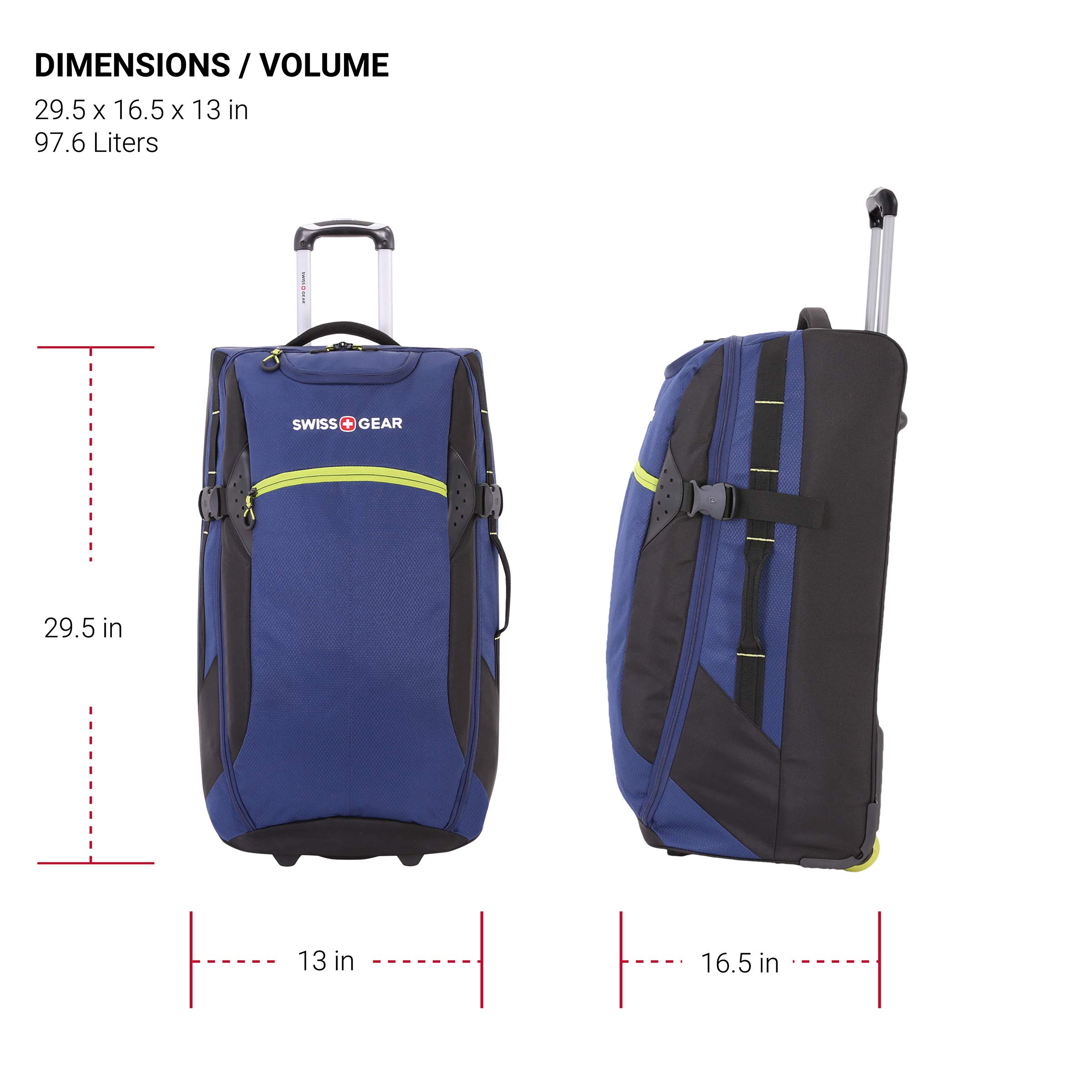 SwissGear Apex Exec Wheeled Rolling Duffel, 8-Day Capacity, Soft-Shell Luggage, Men's and Women's - Blue/Green - Image 5