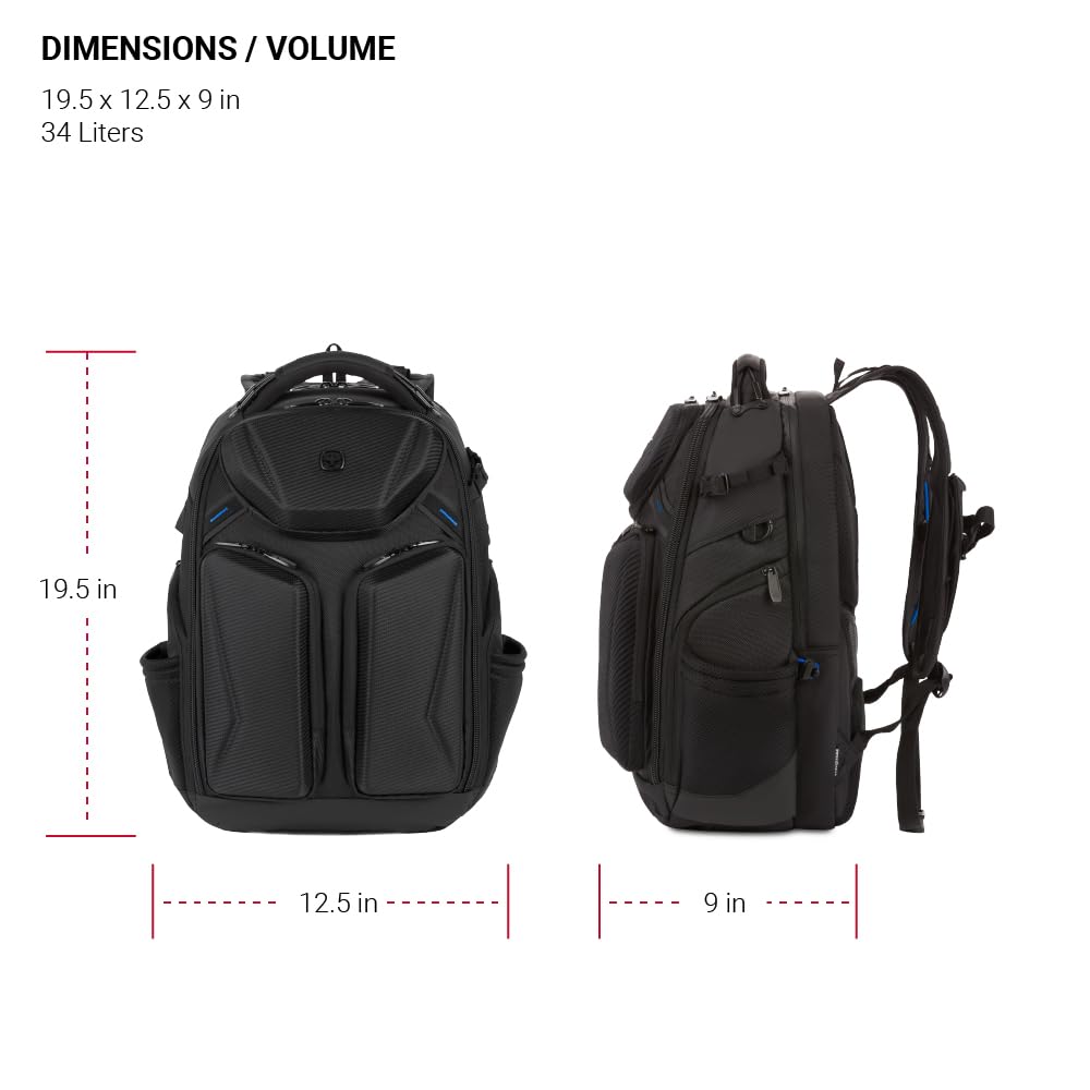 SwissGear Gamer Elite eSports Laptop Backpack, TSA Friendly Laptop Bag with USB Charger Port, Fits Gaming Headset and Keyboard, Blue/Black - Image 6