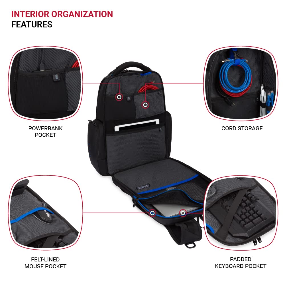 SwissGear Gaming Laptop Backpack with Charger Port (USB), Blue/Black - Image 5