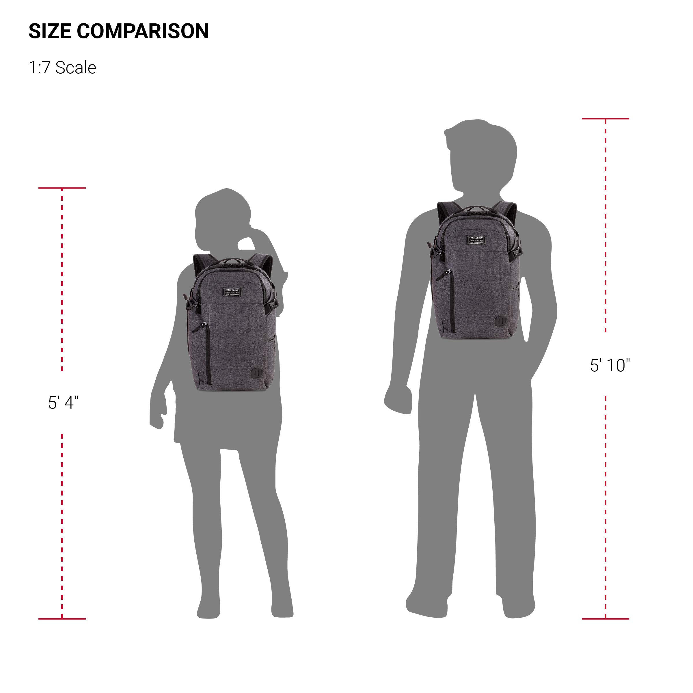 SwissGear Hybrid Travel Laptop Backpack, Heather Grey, 18-Inch - Image 6