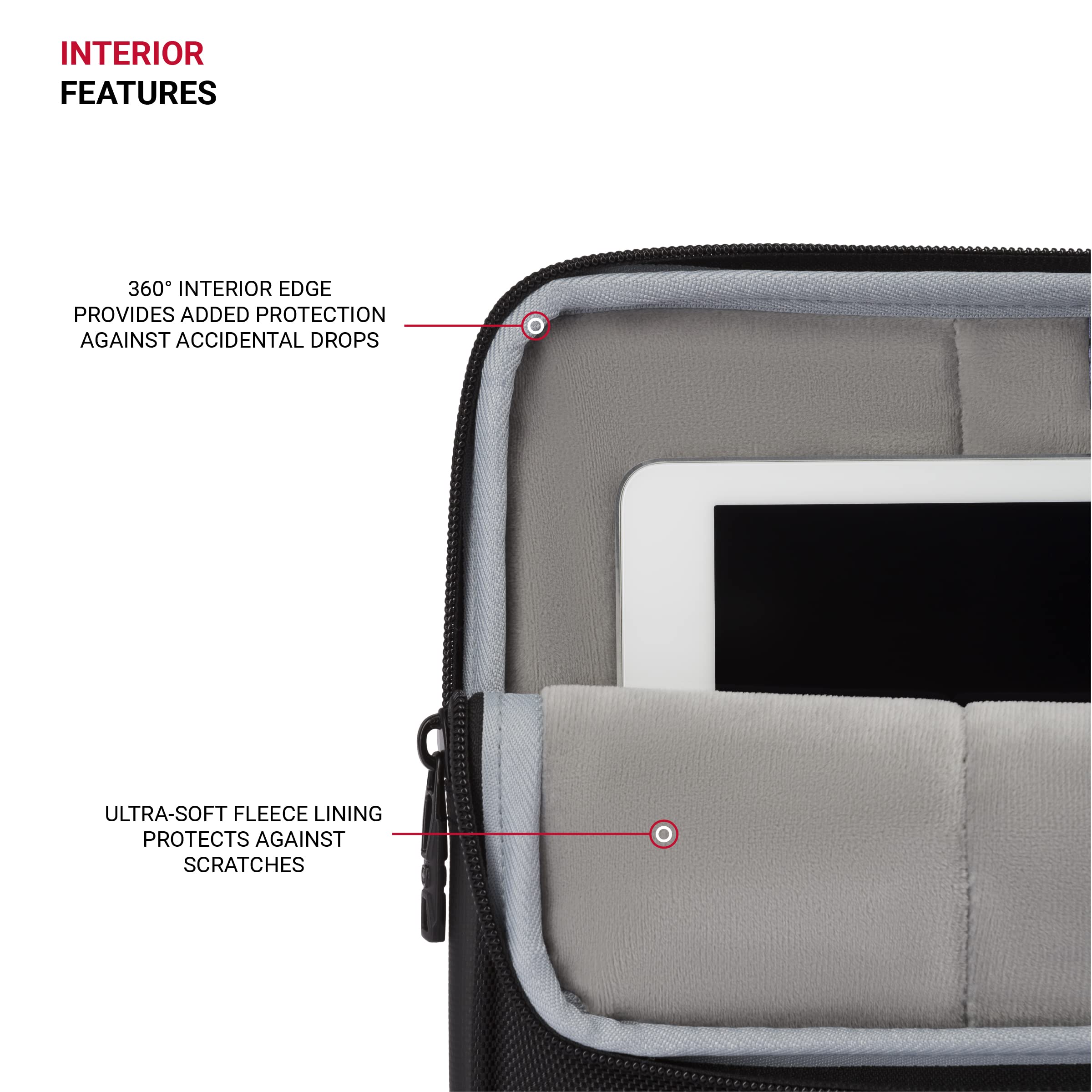 SwissGear Padded Zippered Laptop Sleeve, Micro-Twill Laptop Case with Fleece Lining & Front Webbing - Image 3