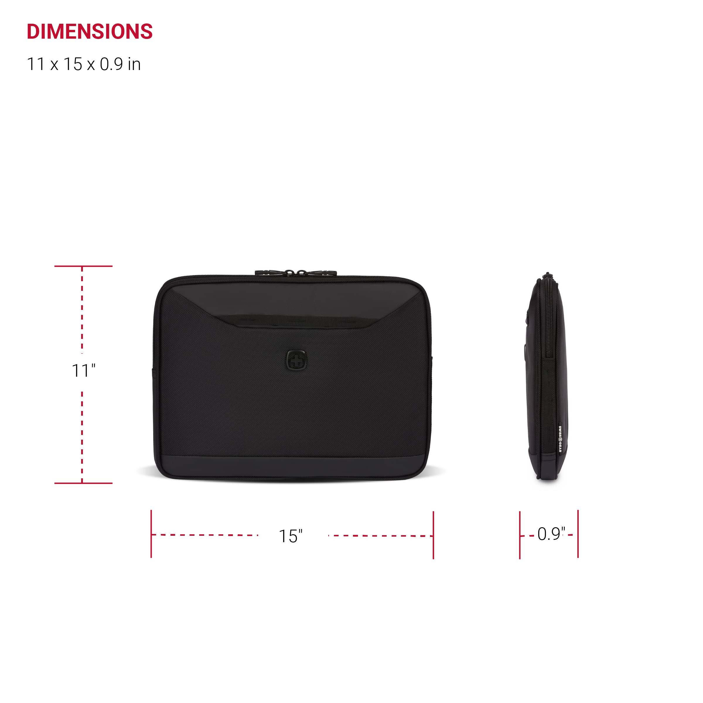 SwissGear Padded Zippered Laptop Sleeve, Micro-Twill Laptop Case with Fleece Lining & Front Webbing - Image 5