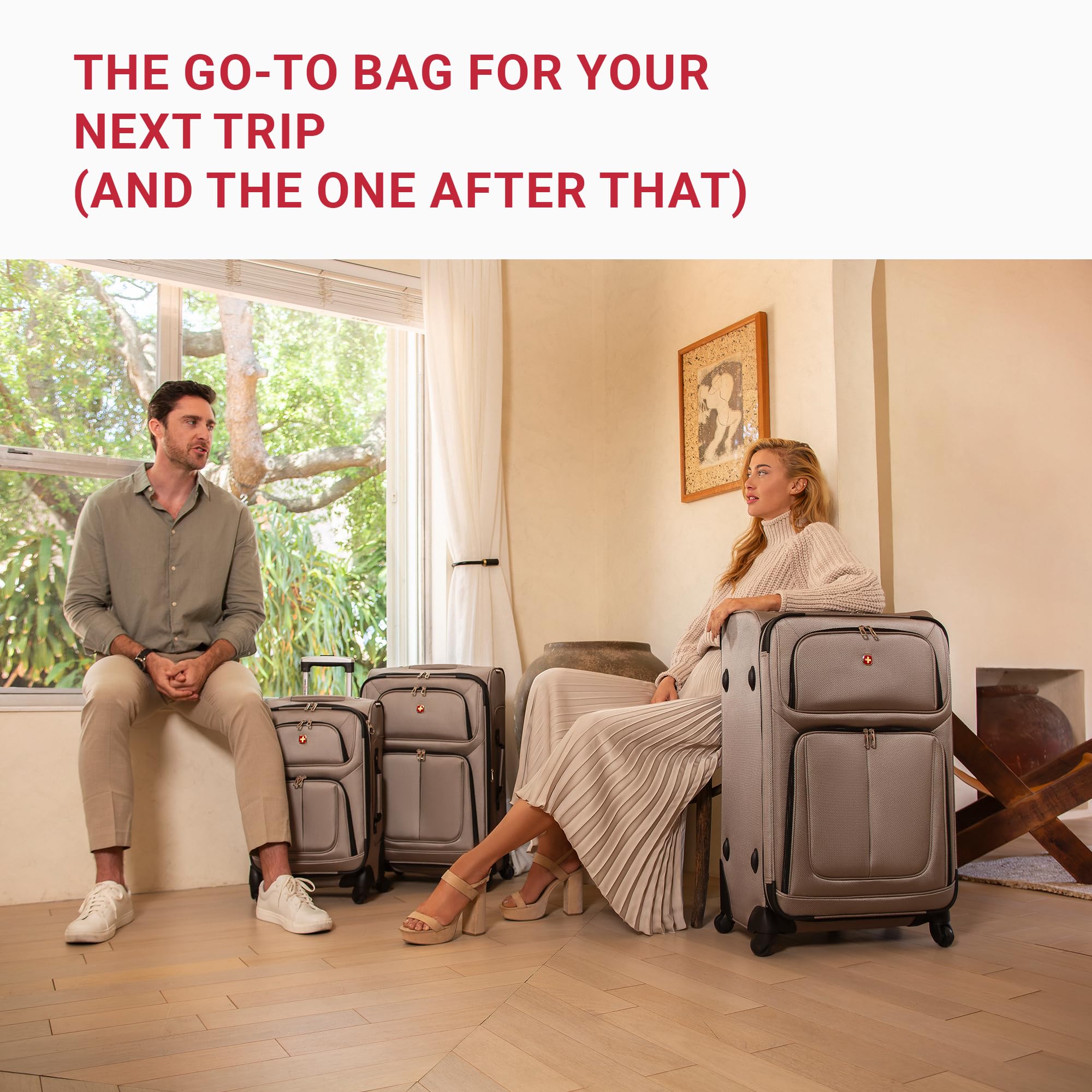 SWISSGEAR Sion Softside Expandable Spinner Luggage Durable Lightweight Travel Suitcase, Black, 3-Piece Set (21/25/29) - Image 3