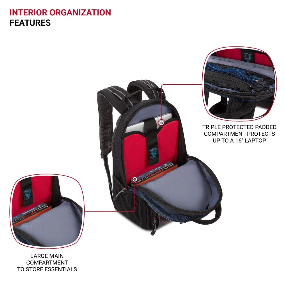 Wenger Cobalt Laptop Backpack, Fits 16 inch Laptop, Men's and Women's, Blue/Grey - Image 4