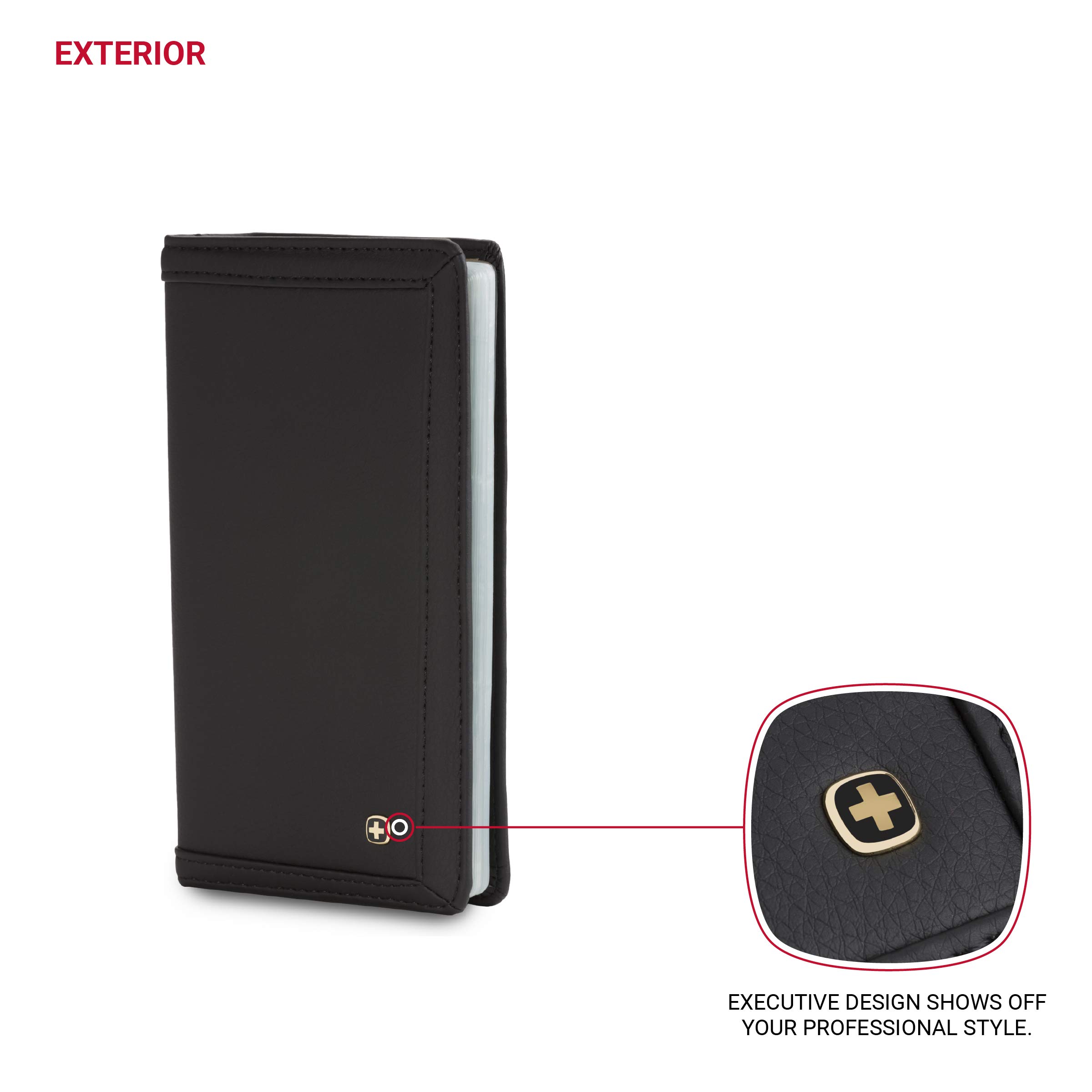 Wenger Leah Executive 156-Count Credit Card and Business Card Holder Wallet, 0.87 x 7.75 x 5, Black - Image 3