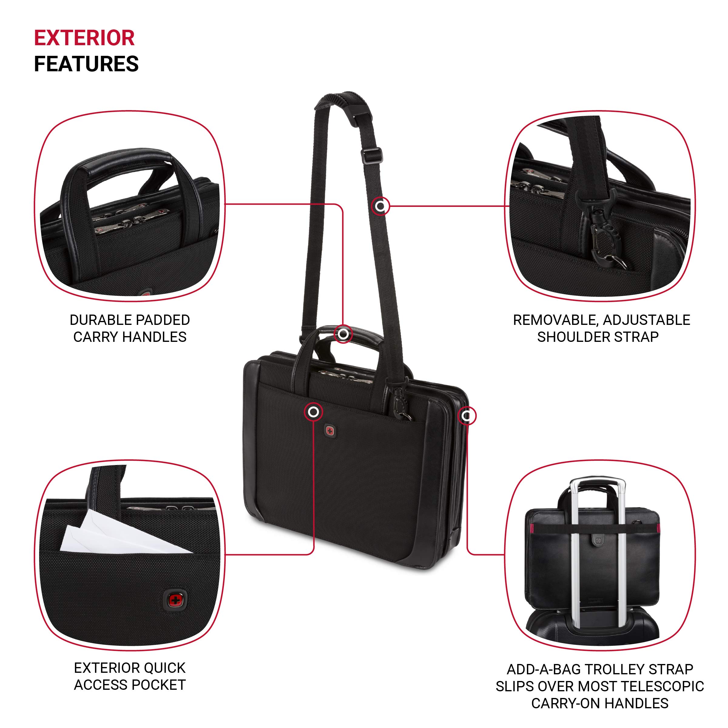 Wenger Luggage Proxy Zippered Laptop Presentation Padfolio, Black, 14-inch (601675) - Image 4