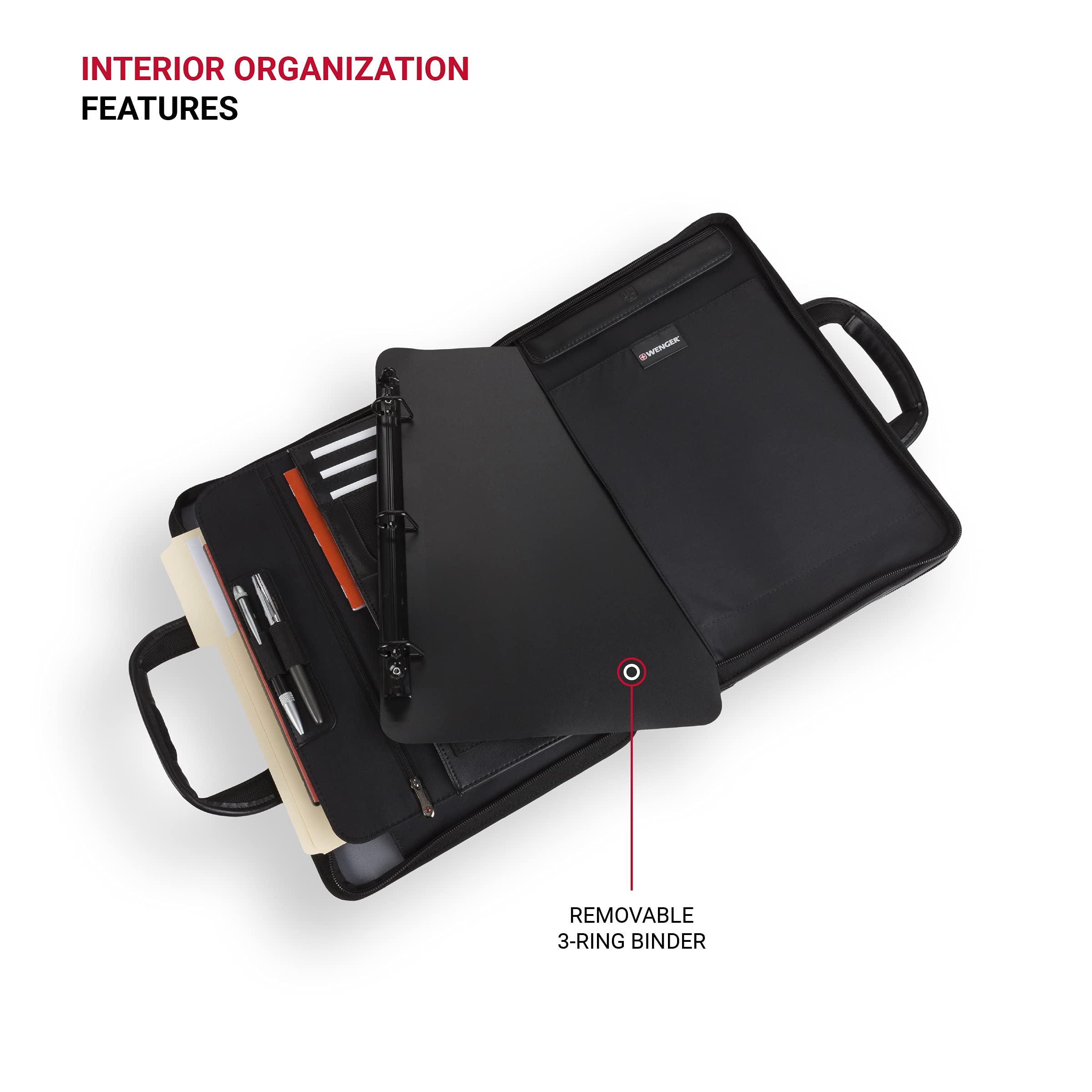 Wenger Luggage Proxy Zippered Laptop Presentation Padfolio, Black, 14-inch (601675) - Image 5