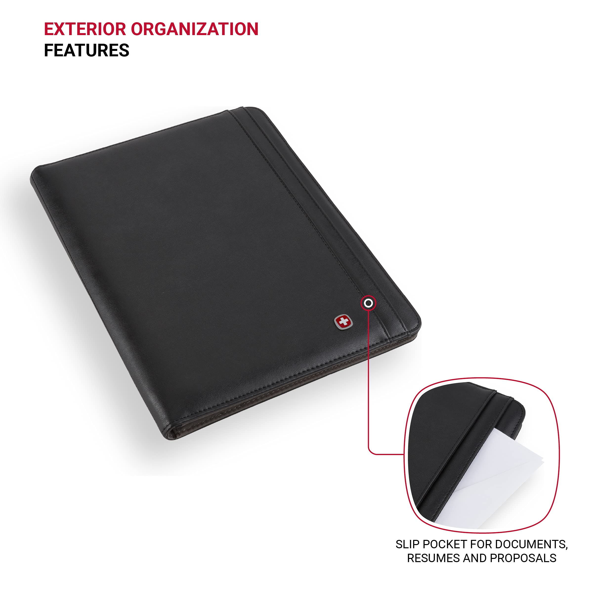 Wenger Merit Padfolio, Padded Document Organizer, Black - Image 3
