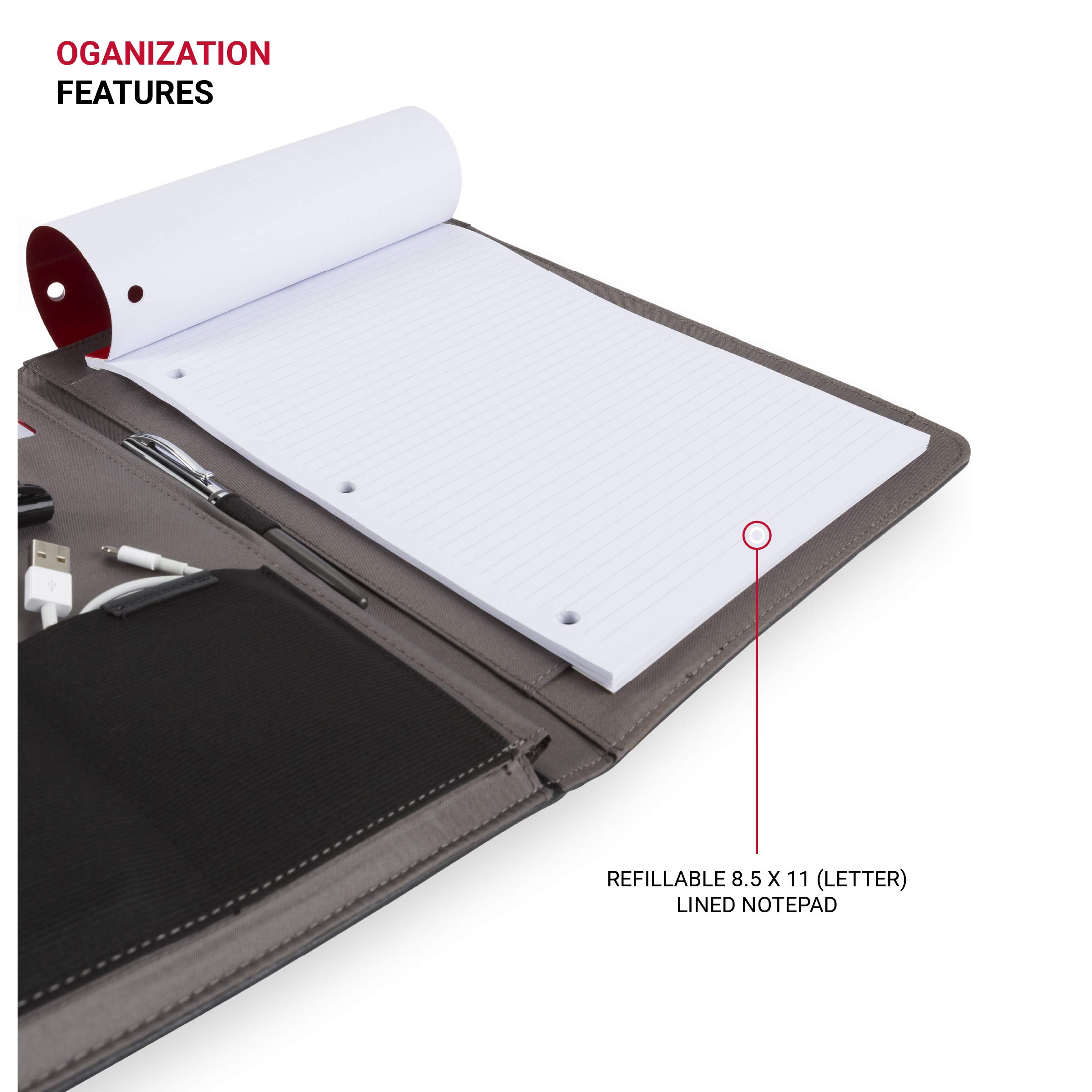 Wenger Merit Padfolio, Padded Document Organizer, Black - Image 4